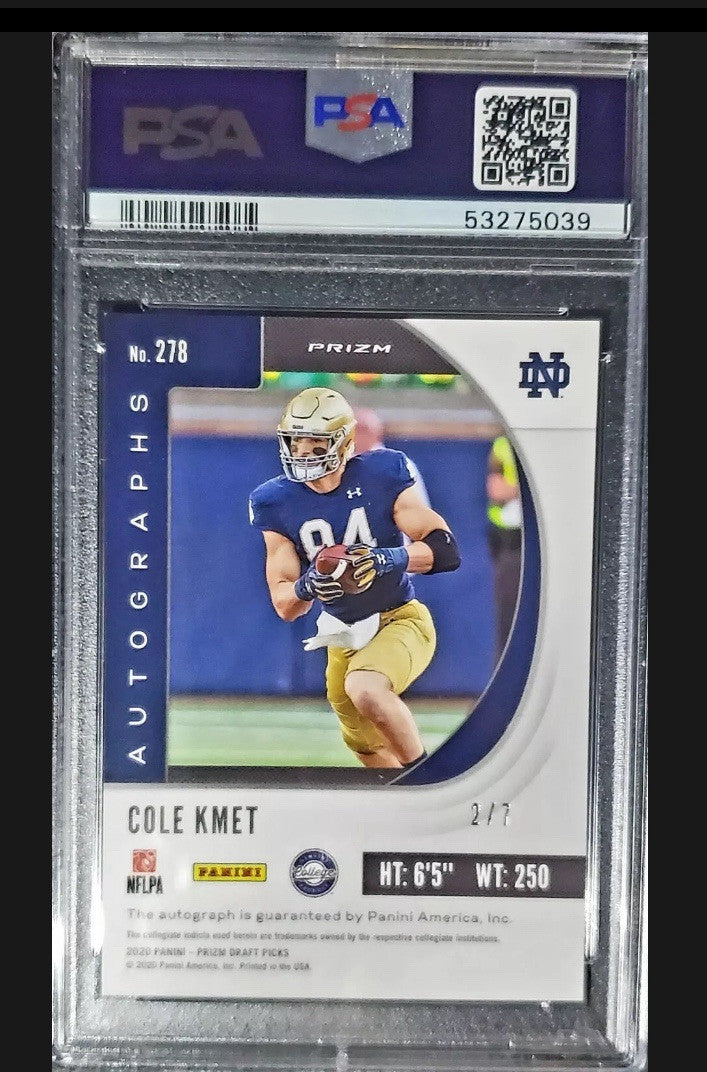 Cole Kmet RC GOLD ICE 2020 Panini Prizm Rookie PSA/AUTO 10 POP 1 Chicago Bears