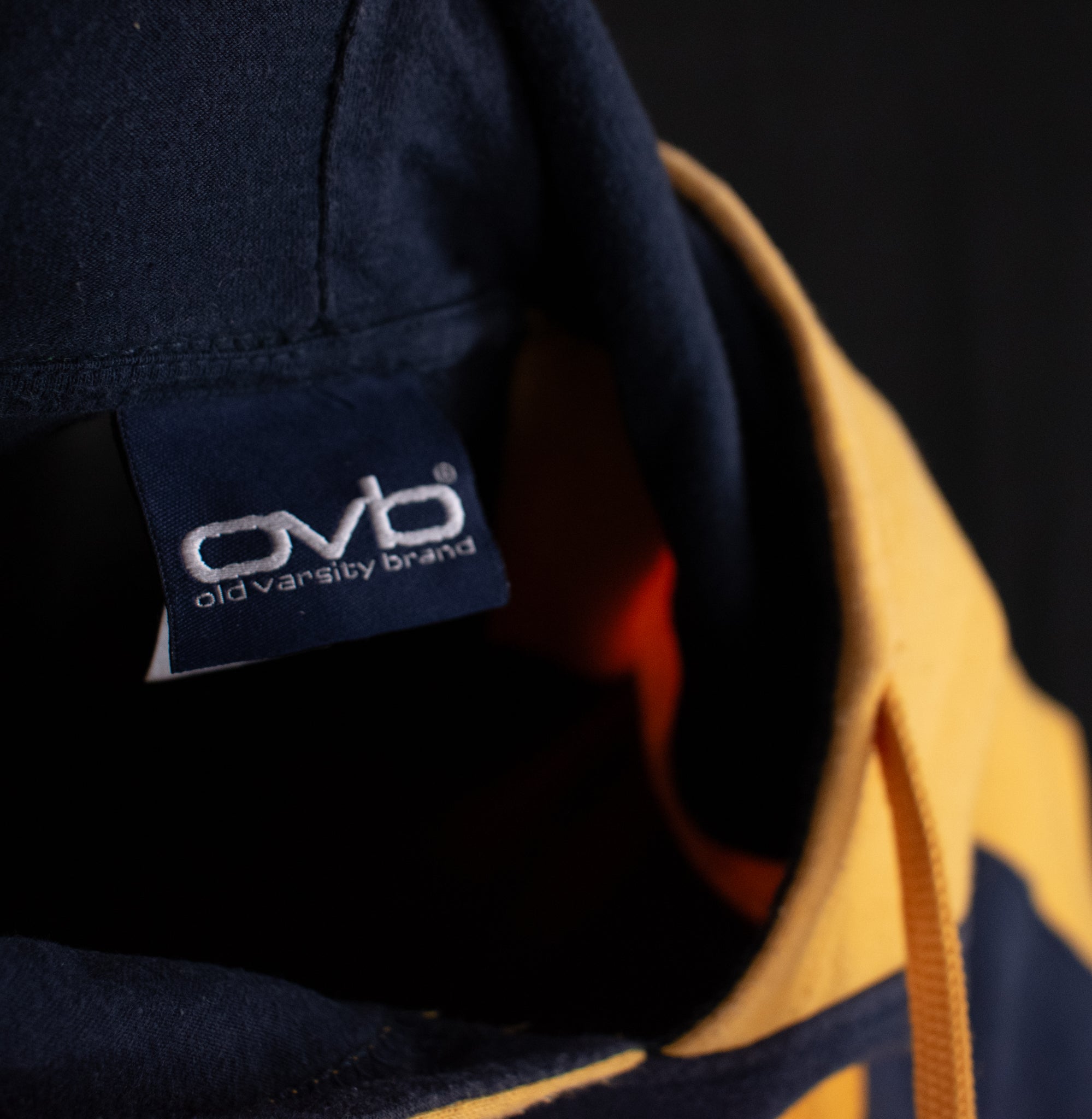 Navy Sweatshirt Pullover Hoodie Yellow University Adult XL Old Varsity Brand Blue OVB