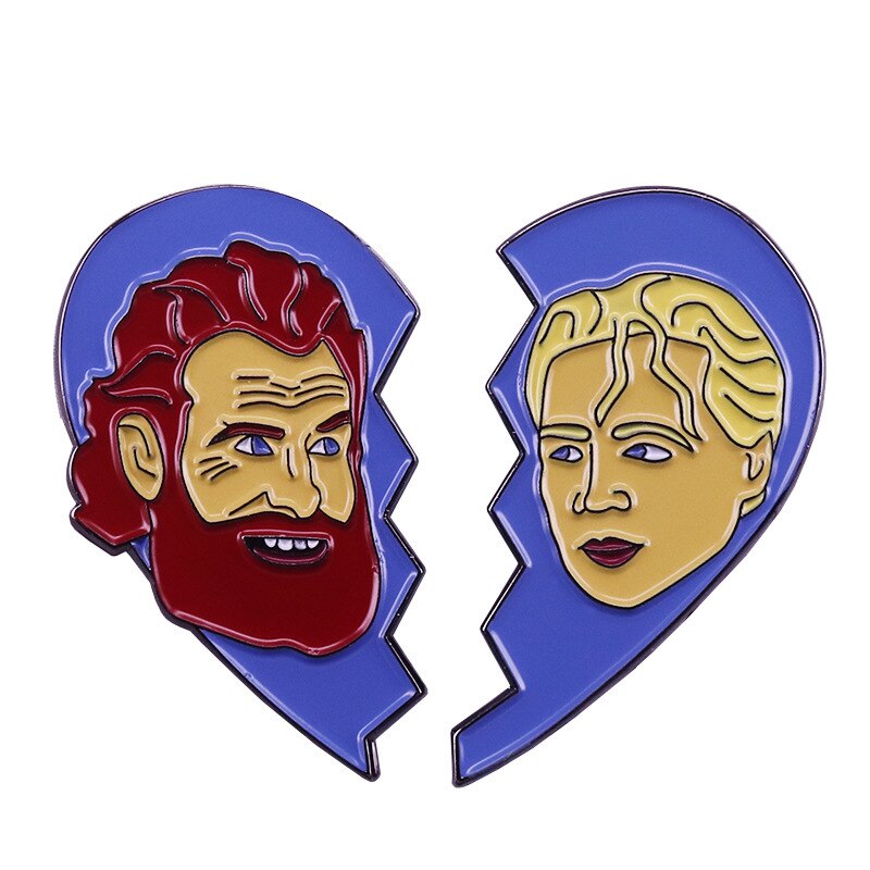 Cartoon Brienne and Tormond Love Brooch Set Fantasy Series Inspiration Badge