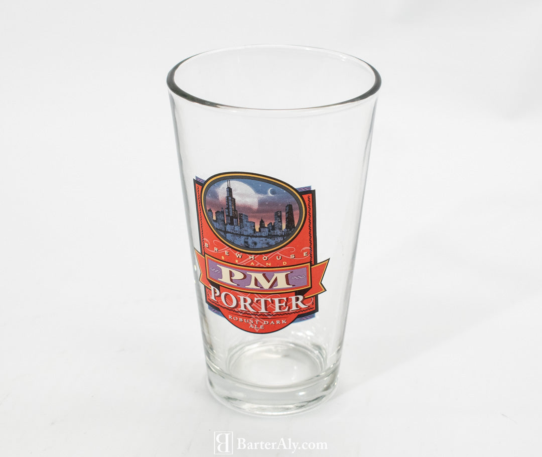 PM Porter Robust Dark Ale Brewhouse Brand PM Pint Glass Used