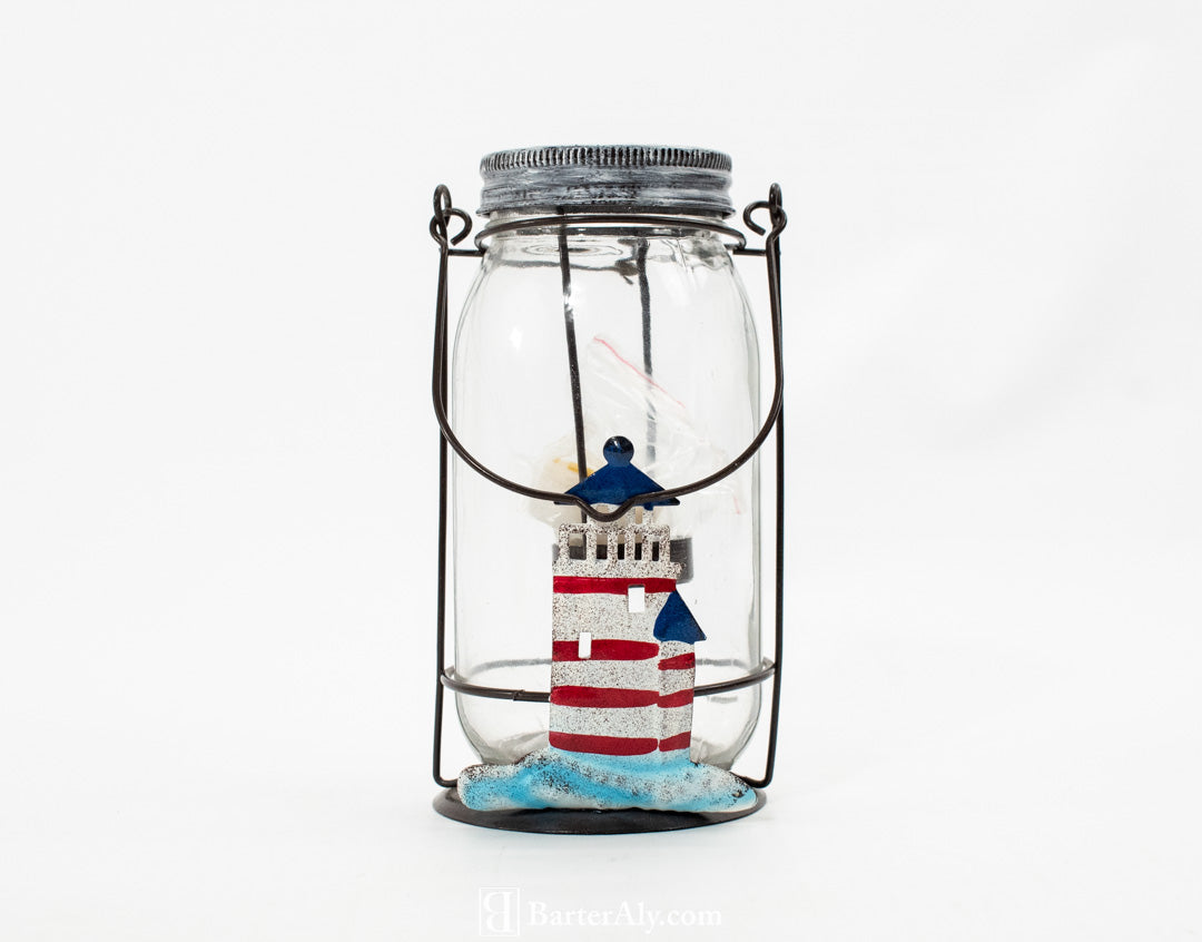 Hanging Candle Jar Unused Lighthouse Home Decor Used