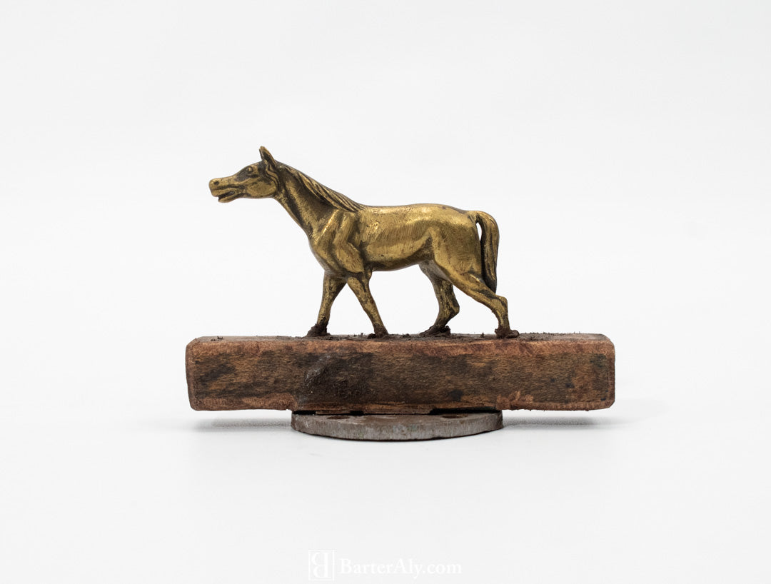 Gold Horse Metal Wood Vintage Desk Display Farm House Statue Mini Custom Make