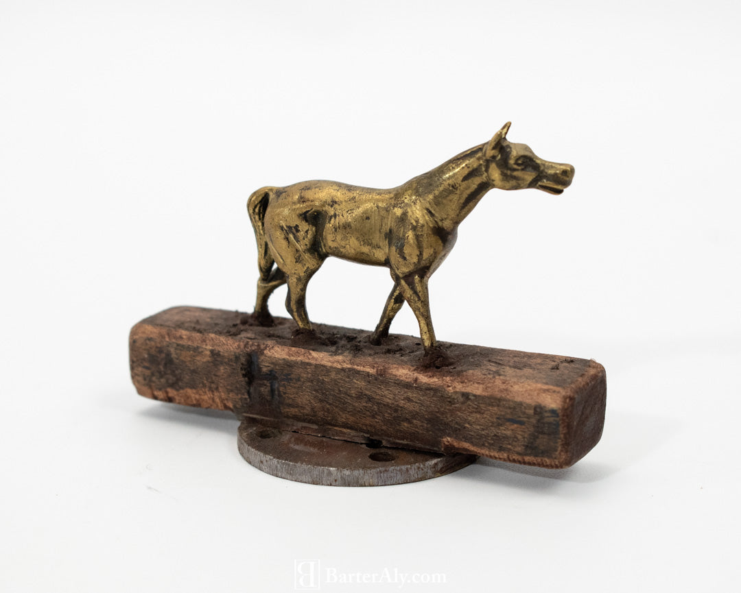 Gold Horse Metal Wood Vintage Desk Display Farm House Statue Mini Custom Make