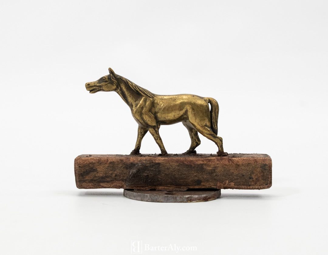 Gold Horse Metal Wood Vintage Desk Display Farm House Statue Mini Custom Make