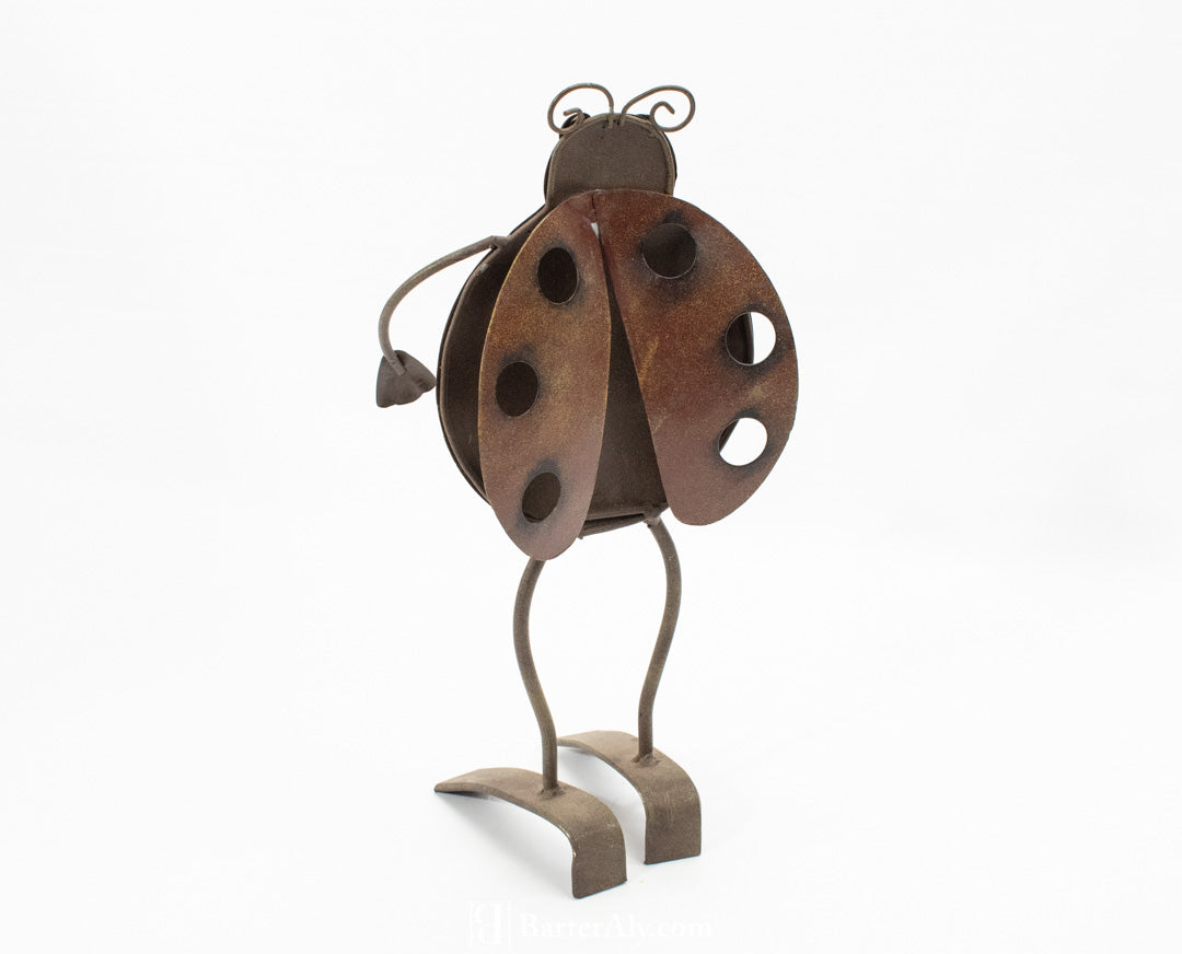 Lady bug yard Statue Metal Yard Holder used 13 inch tall used
