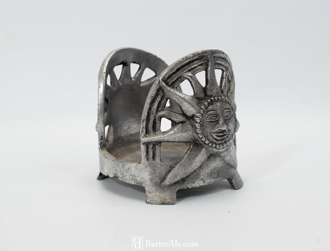 Metal sun candle holder large 4 inch length used