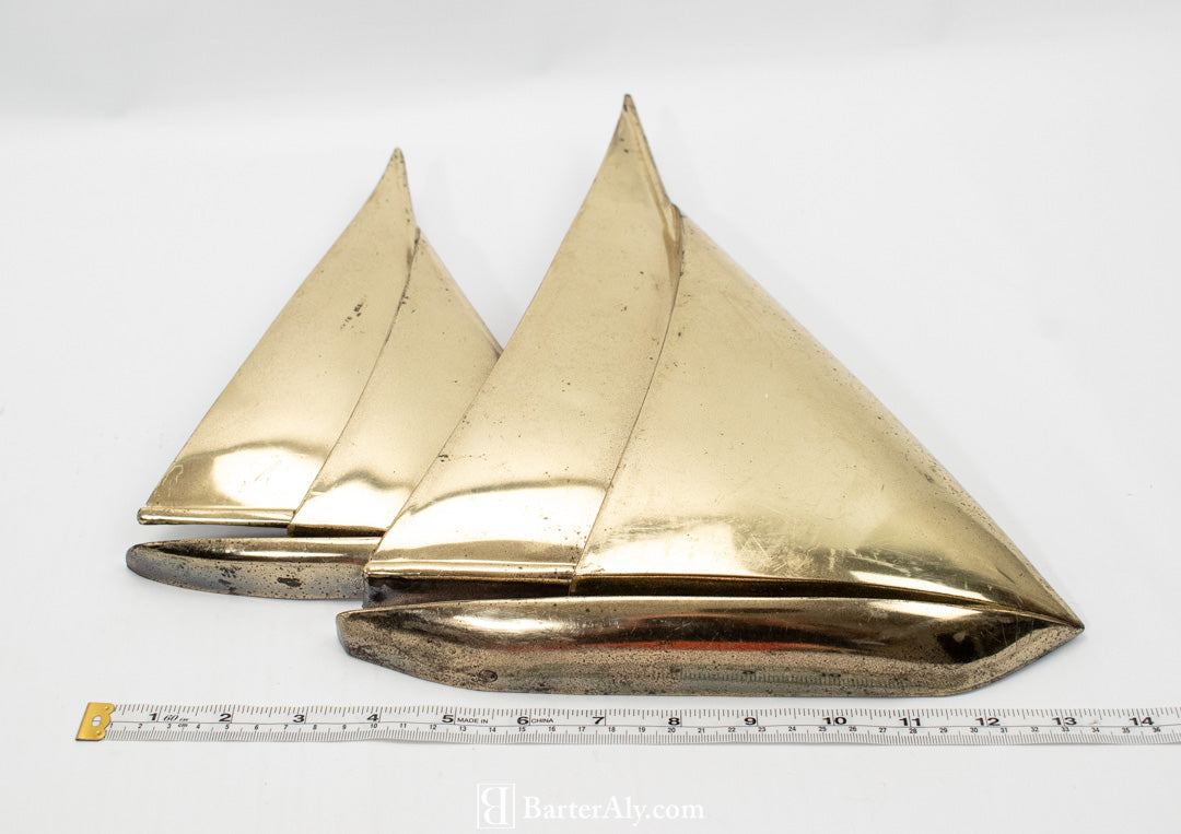Gold Sail Boat Hanging Wall Display Used 15 x 14