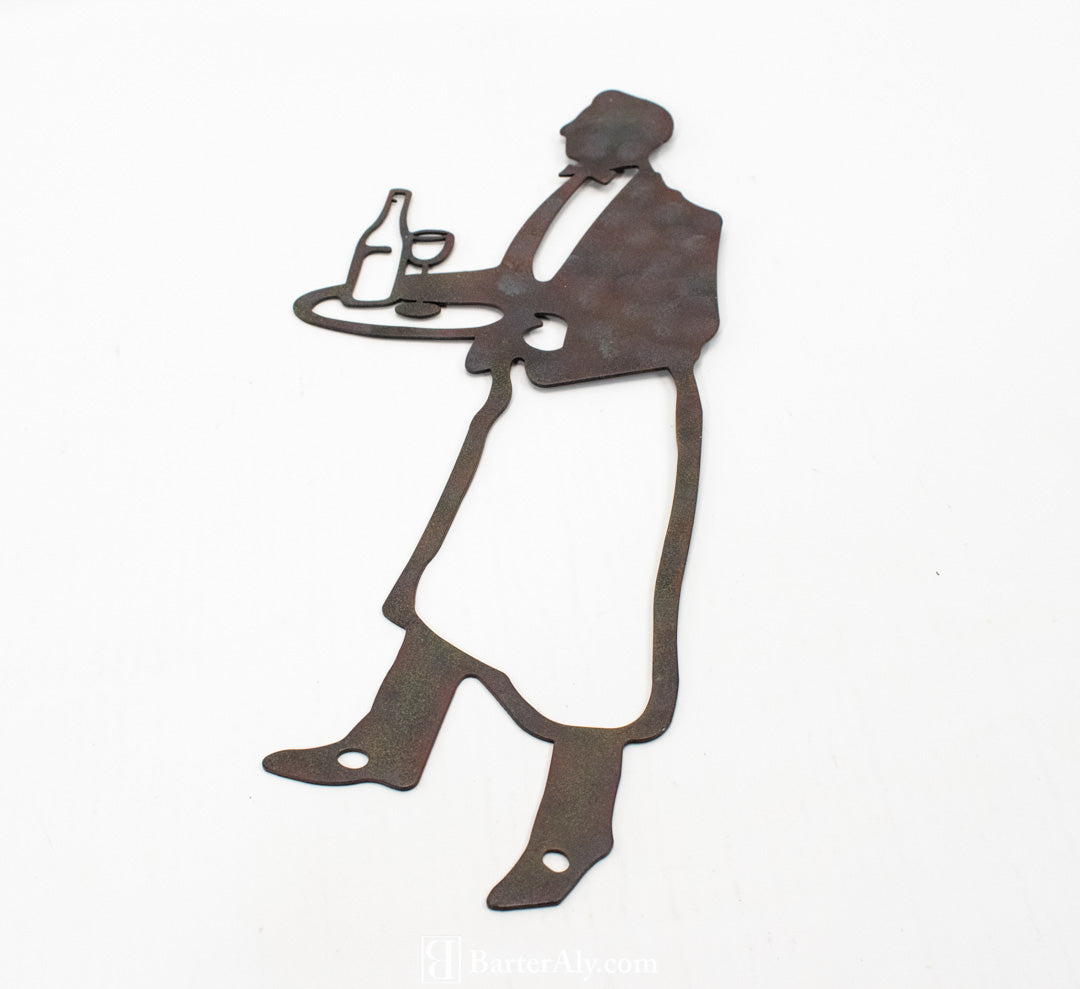 Vine Metal Sign Decorative Serving Male Cutout Wall Hanging Kitchen Used 16in