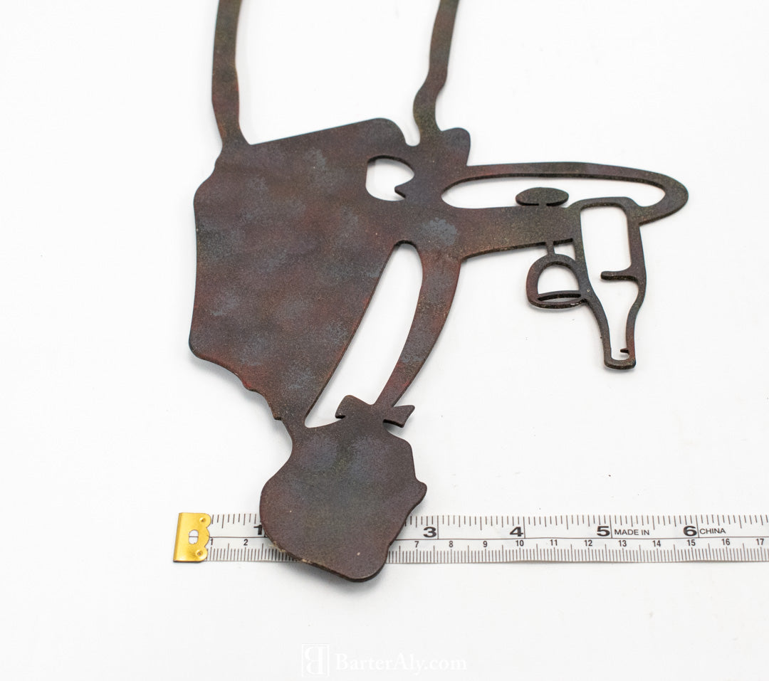 Vine Metal Sign Decorative Serving Male Cutout Wall Hanging Kitchen Used 16in