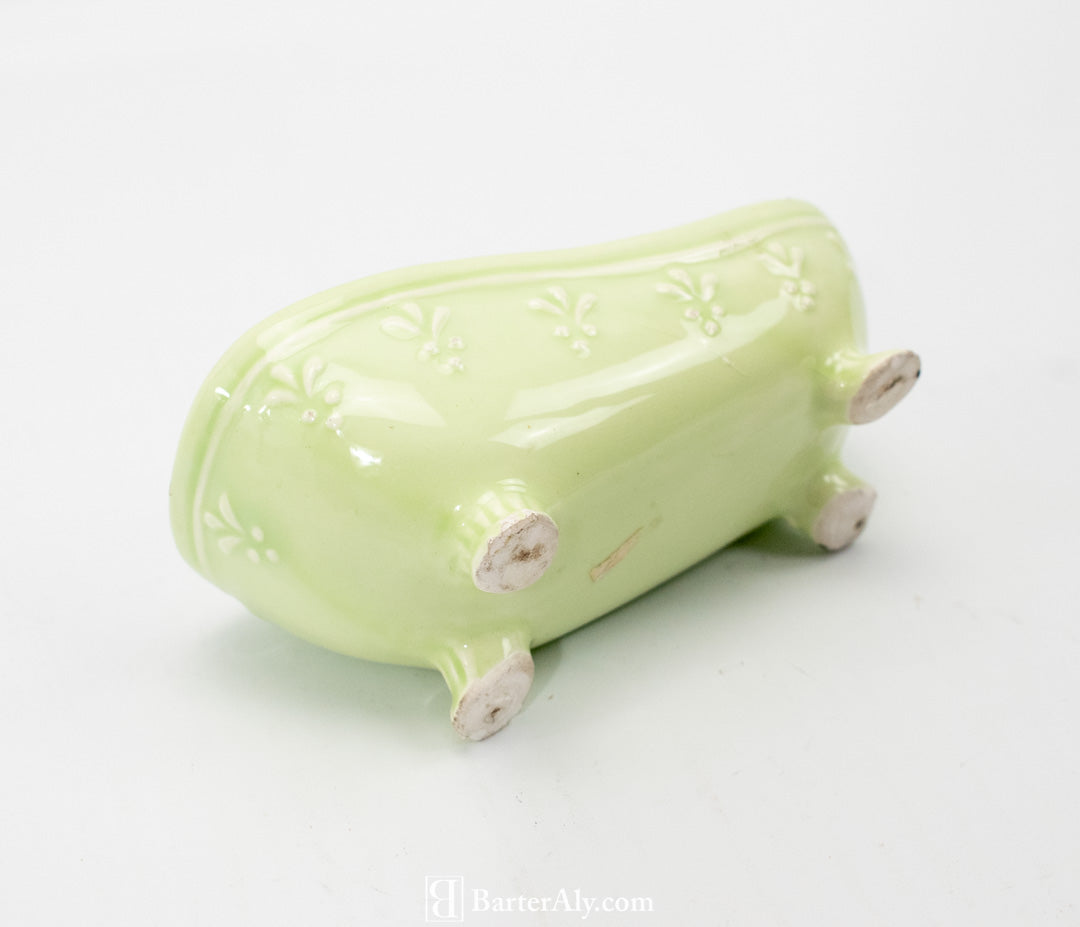 Green Ceramic Tub Ring Holder Bath Decor Used Chipped Edge