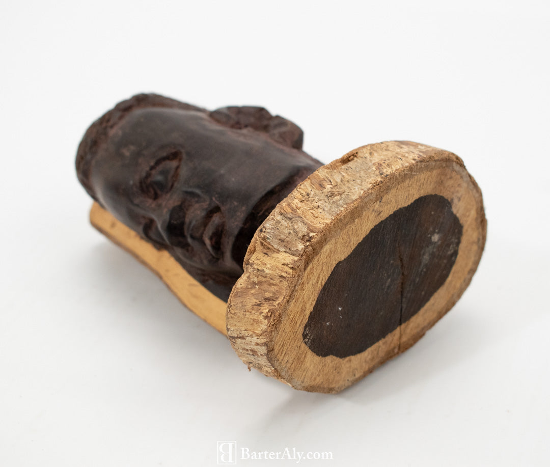 Hand Carved Wood Face African Hand Make Art Piece Statue Used