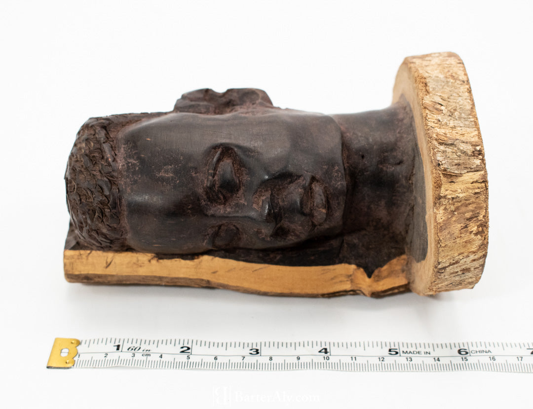 Hand Carved Wood Face African Hand Make Art Piece Statue Used