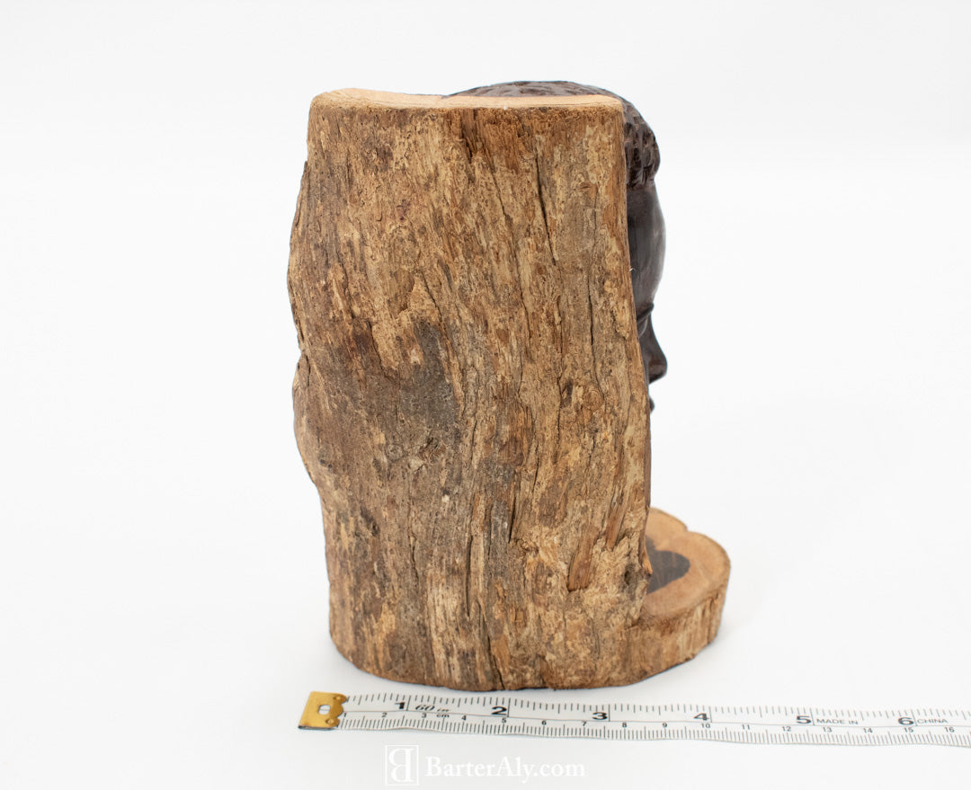 Hand Carved Wood Face African Hand Make Art Piece Statue Used