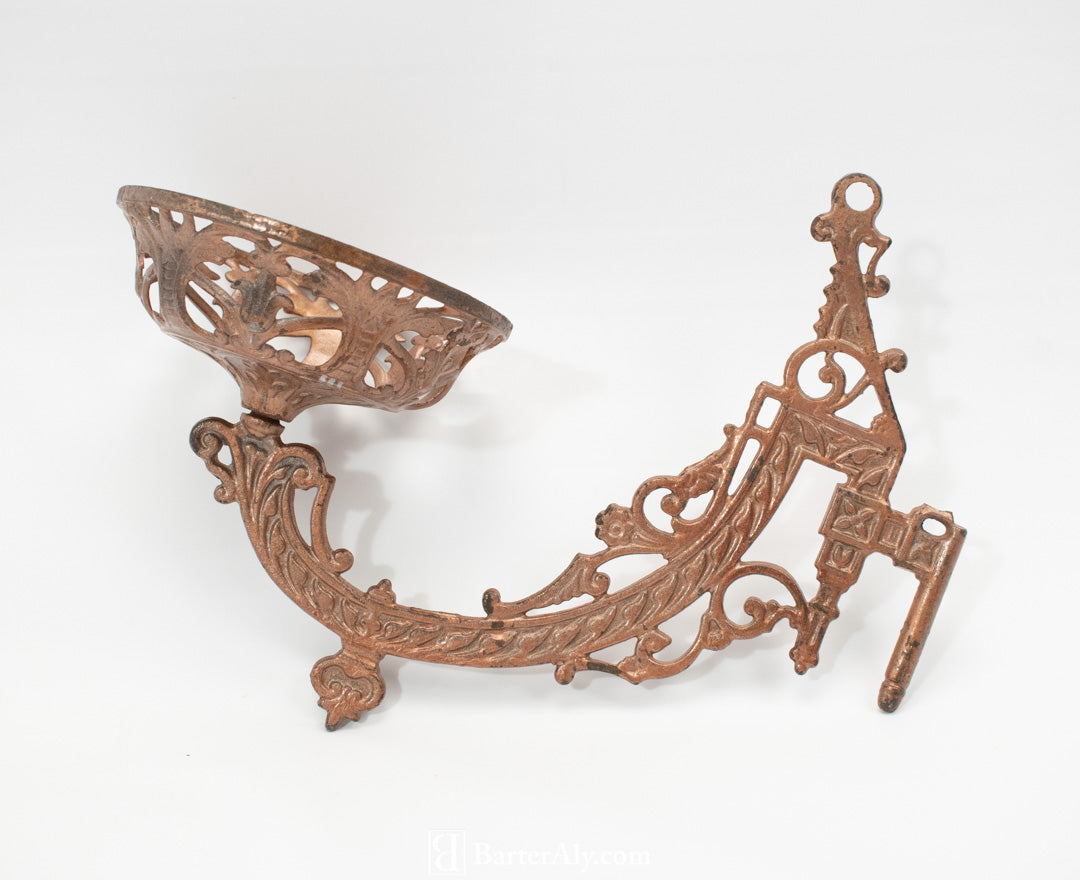 Vintage Oil Lamp Holder Swing Wall Mount Victorian Cast Iron Stover MFG Co