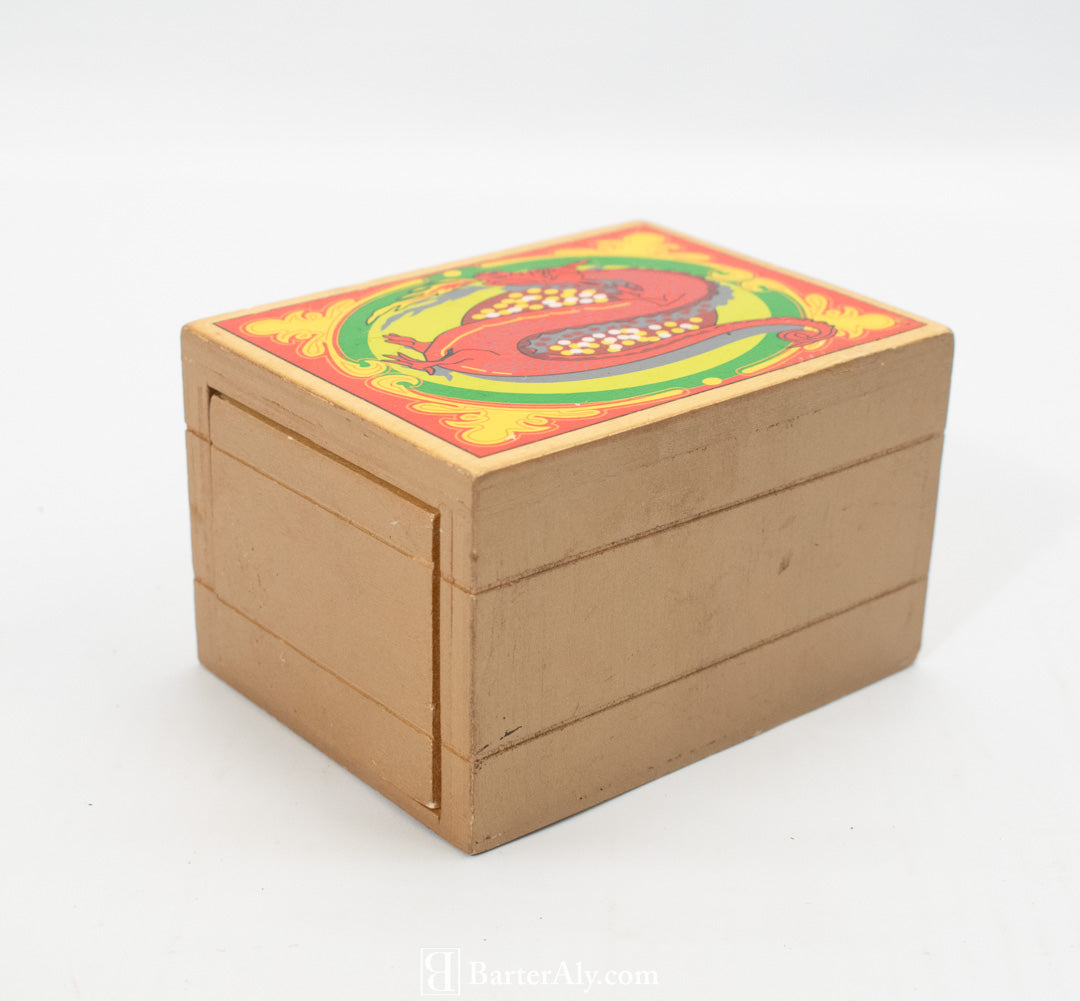 Dragon Wood Stash Box Small Used Keep Safe Box Red Green