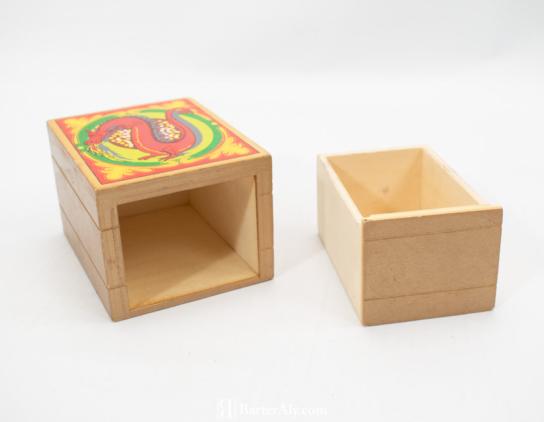 Dragon Wood Stash Box Small Used Keep Safe Box Red Green