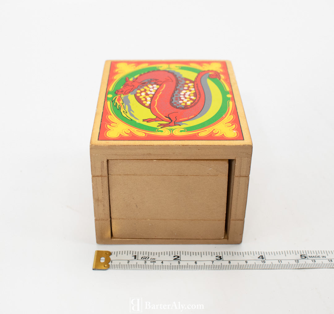 Dragon Wood Stash Box Small Used Keep Safe Box Red Green