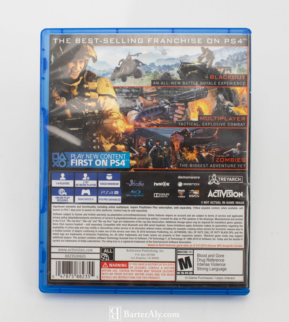 Sony Playstation 4 Video Game Call of duty Black Ops 4 USED Game