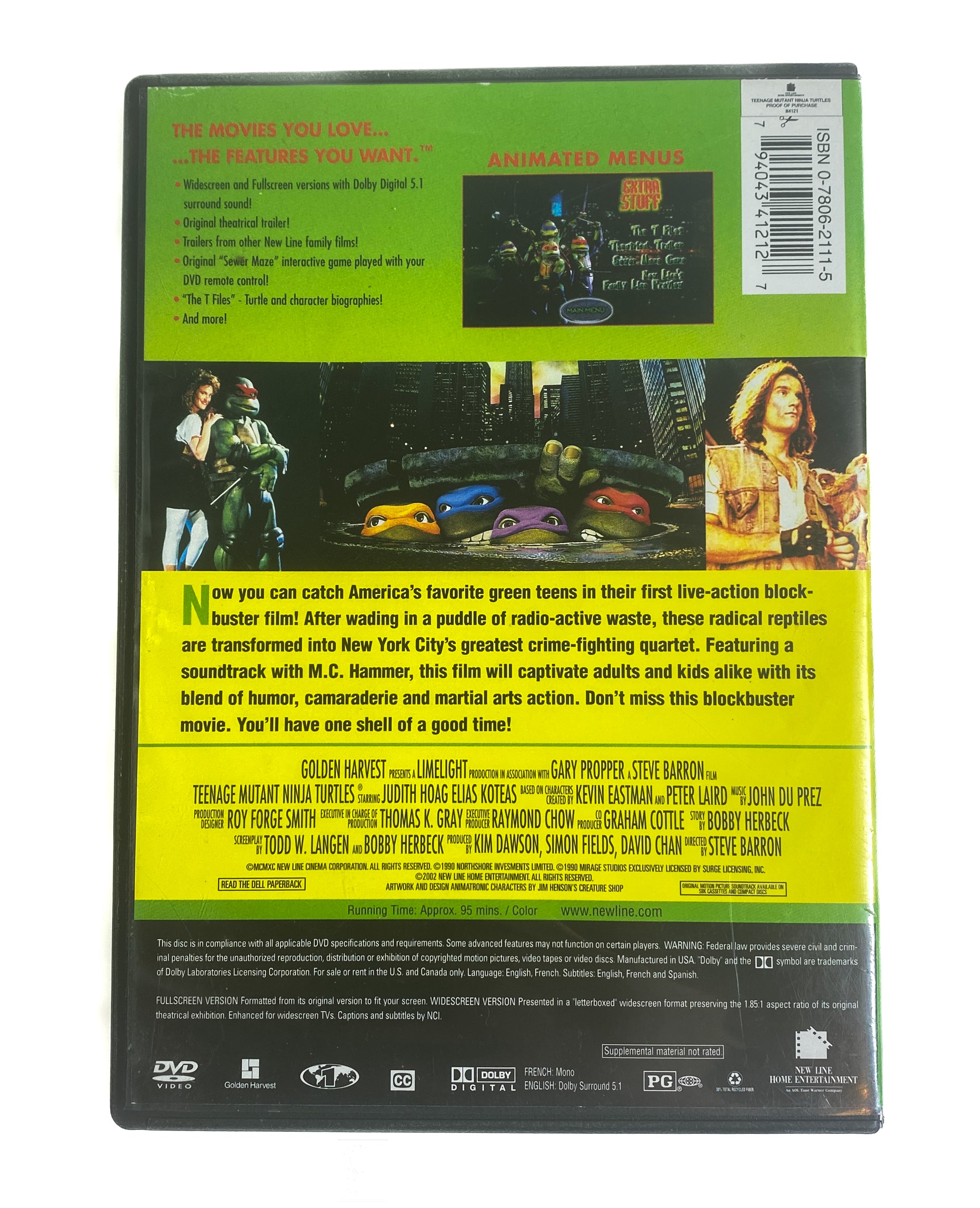 Teenage Mutant Ninja Turtles DVD Movie Used DVD
