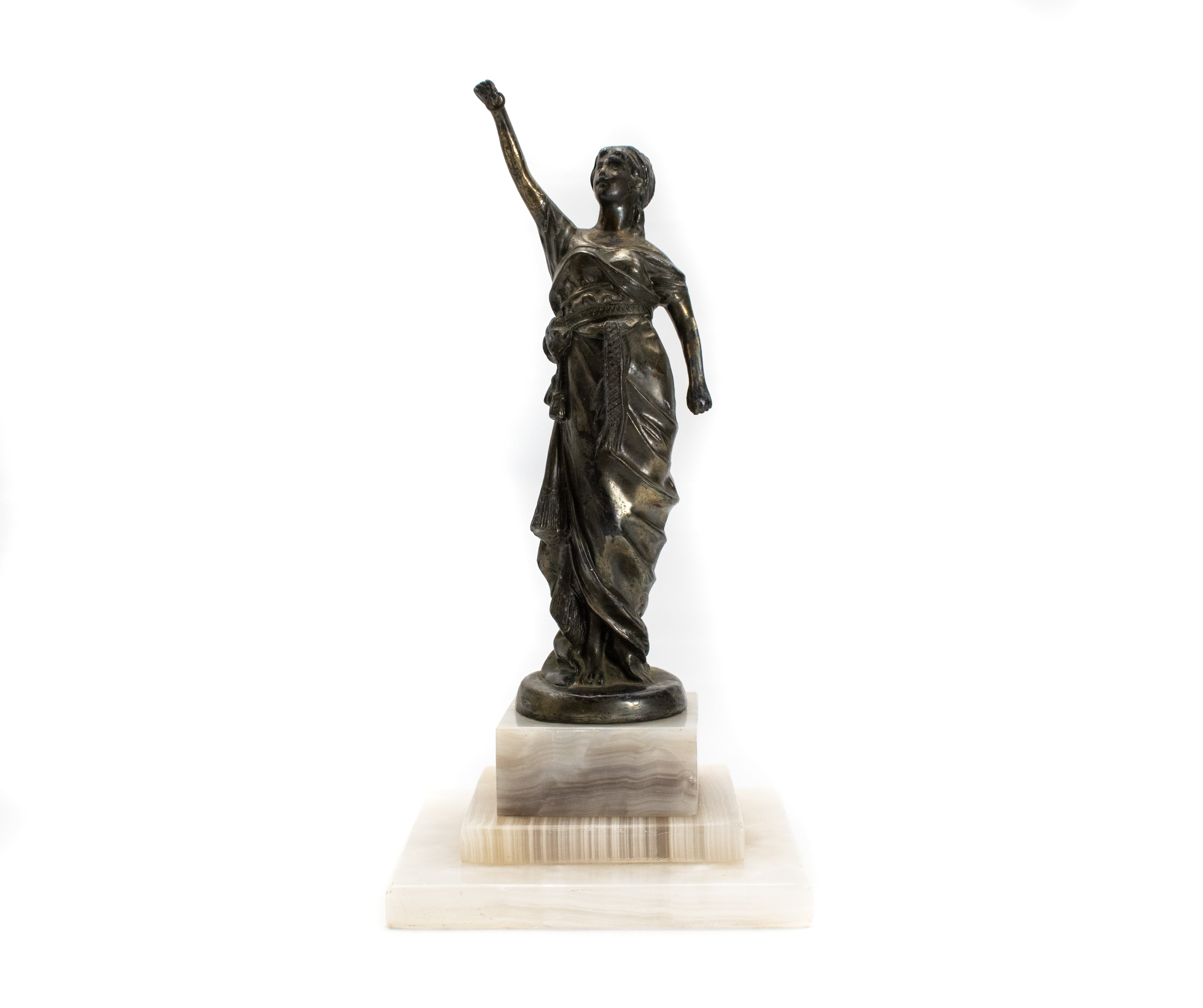 Lady Justice Brass Woman Marble Bass Large Statue Used Vintage