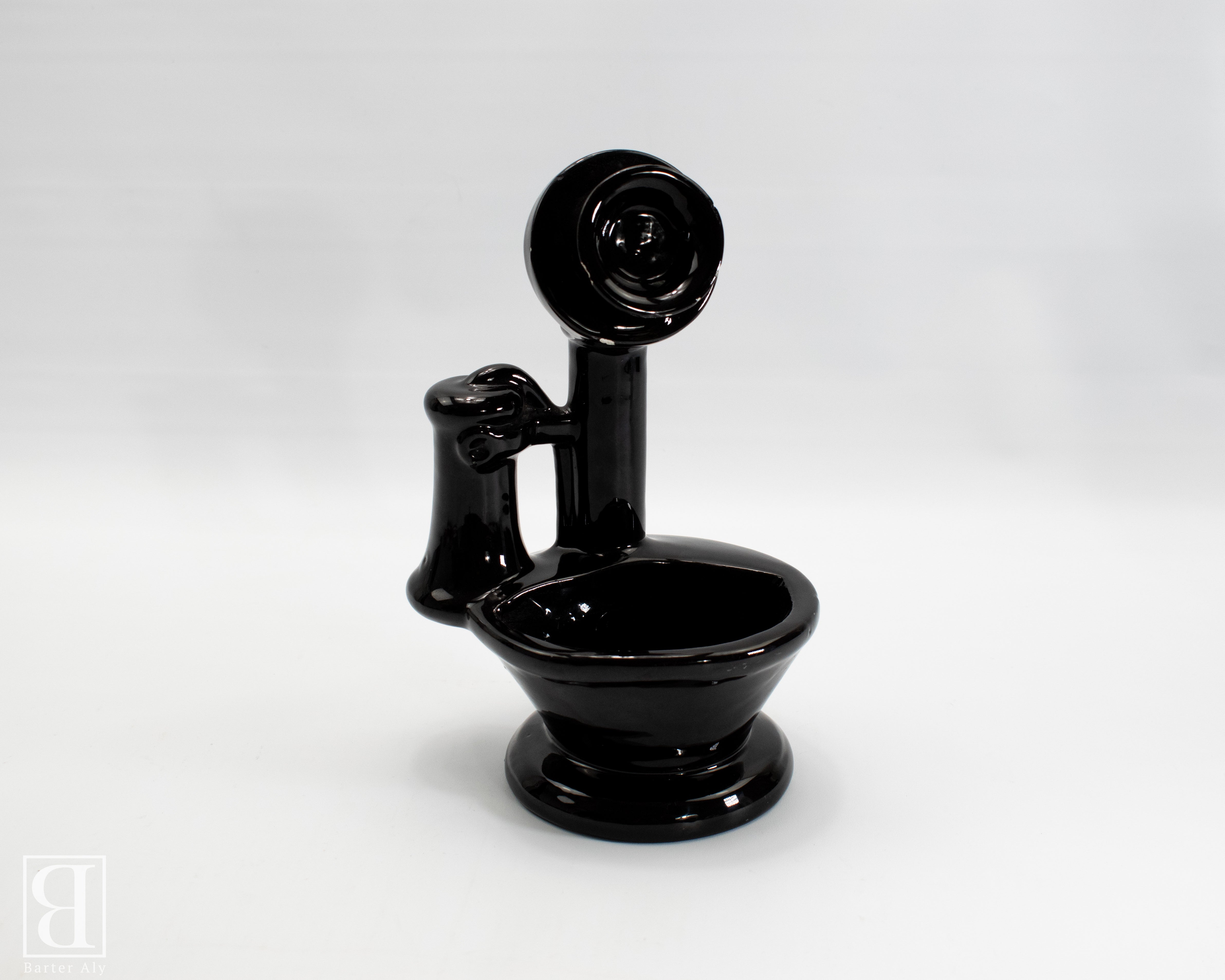 Vintage Phone Display Small pot 9 inch USED CHIPPED Flower Pot Black