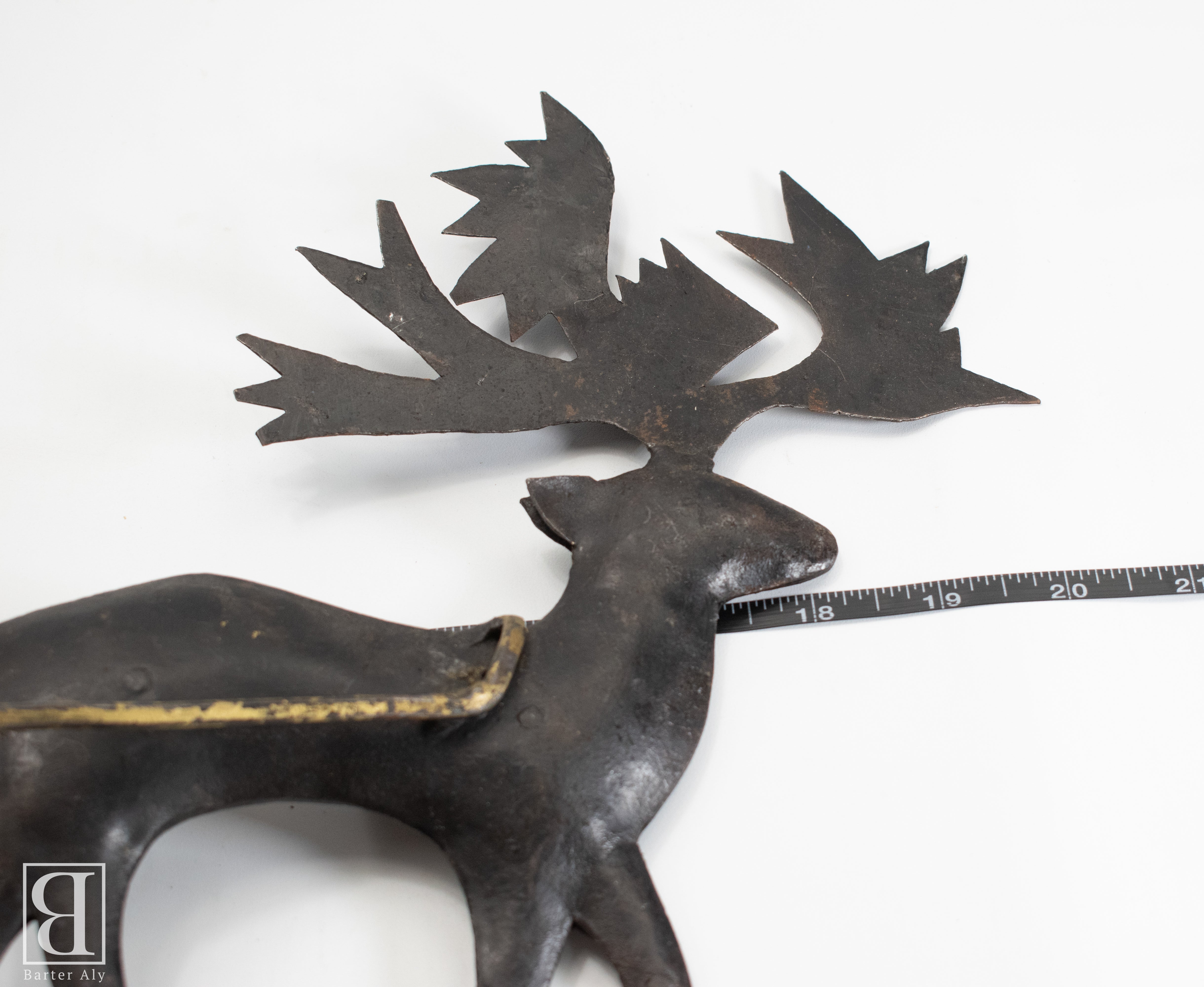 Reindeer Sleigh Candle Holder Large Metal 19 inch length used