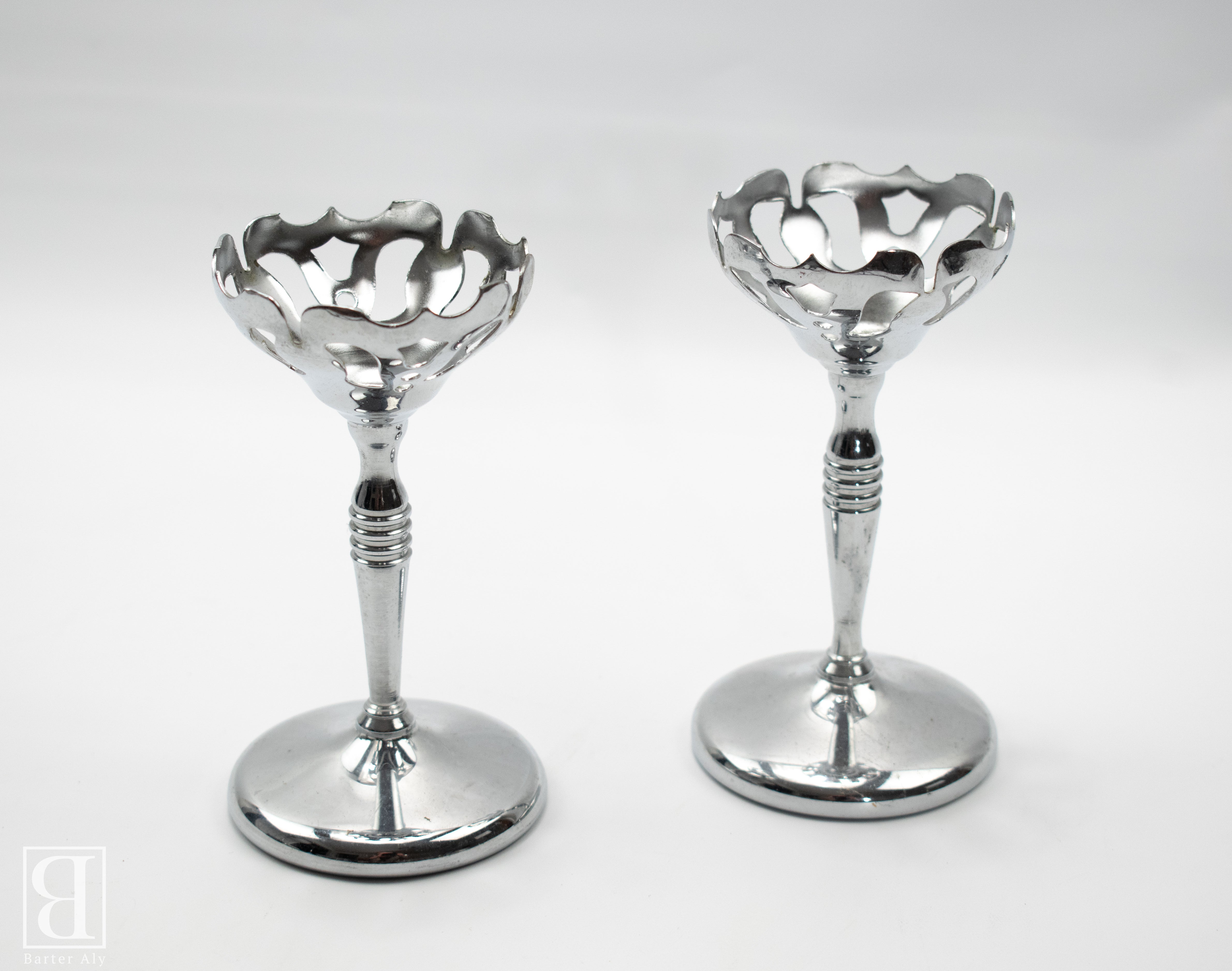 Silver Standing Candle Holder Set of 2 Used