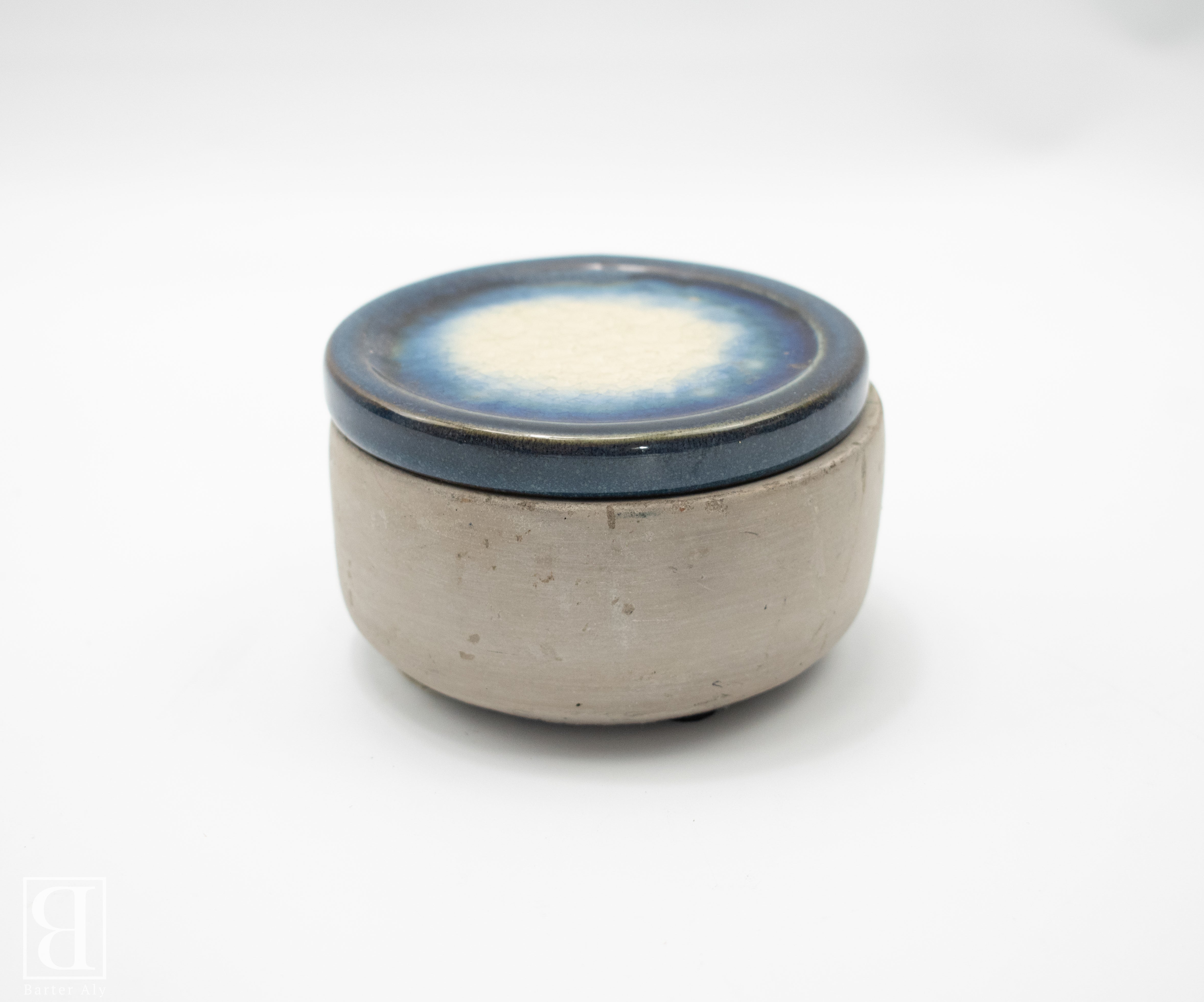 Candle Bowl and Lid Keep Safe Container Ceramic Blue Creative Co-Op Decorative