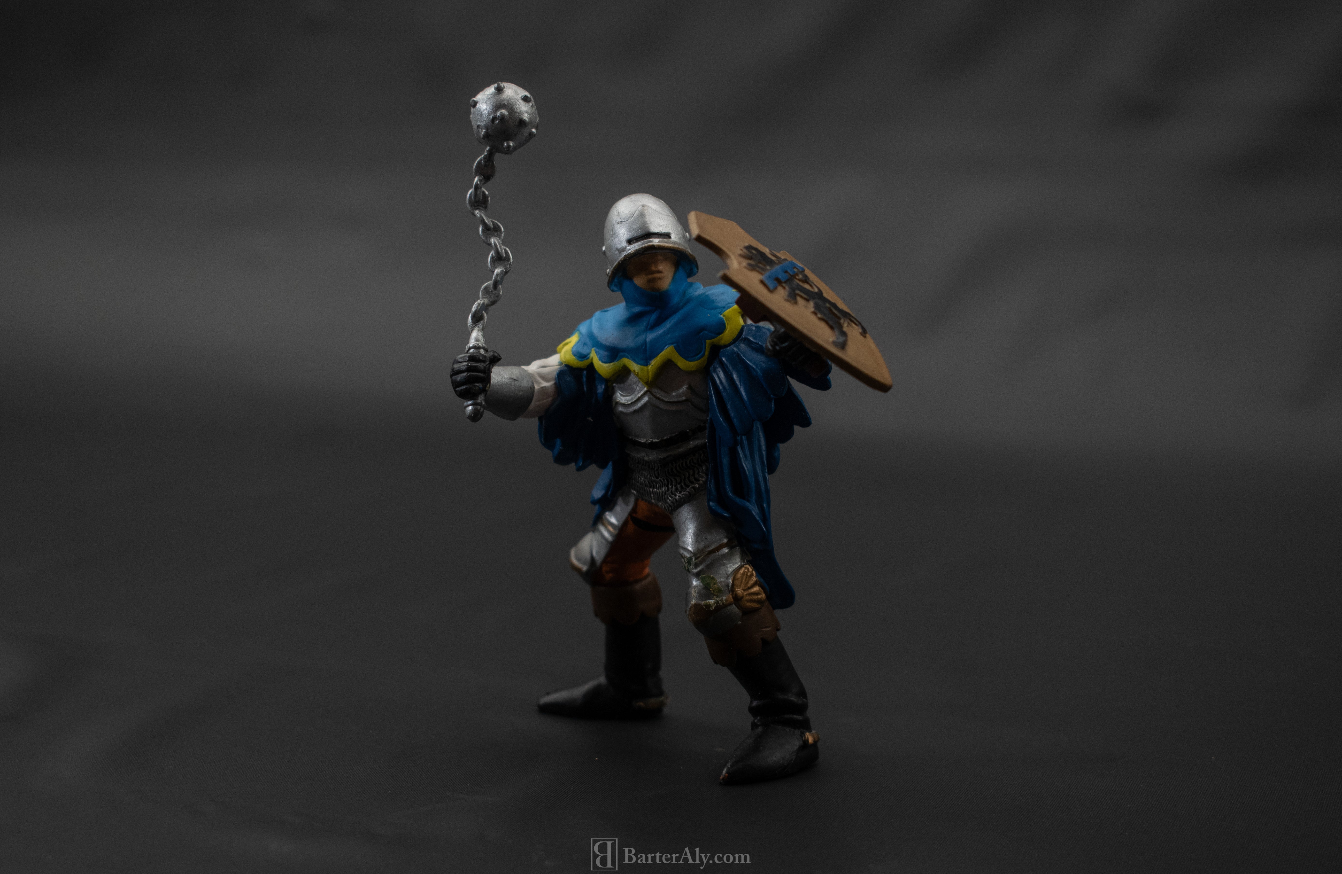 PAPO 2002 BLUE YELLOW Medieval Horse Figure w/ KNIGHT