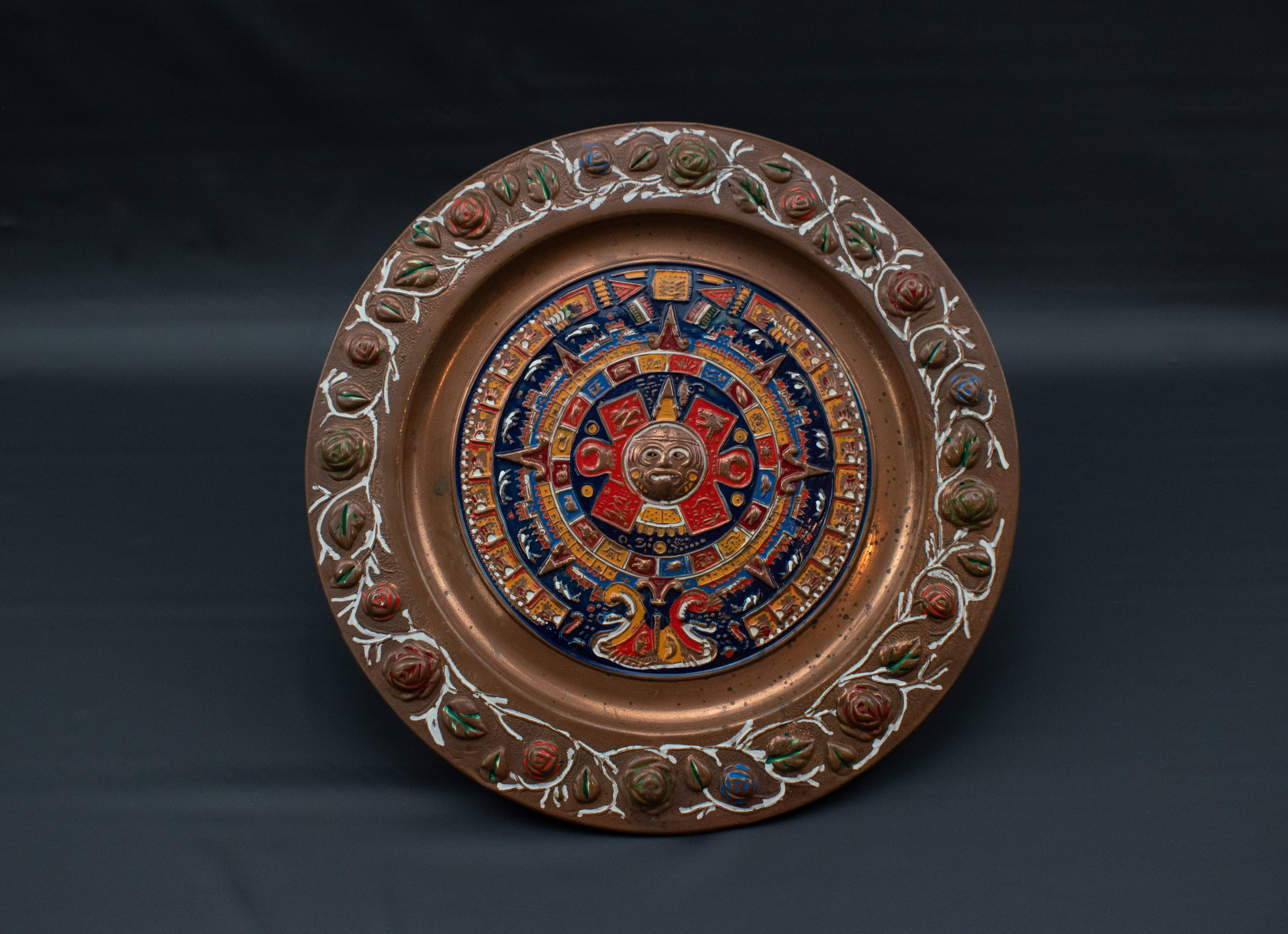 South America Mayan Aztecs Decorative Brass Plate 11in Sun Artwork Home Decor