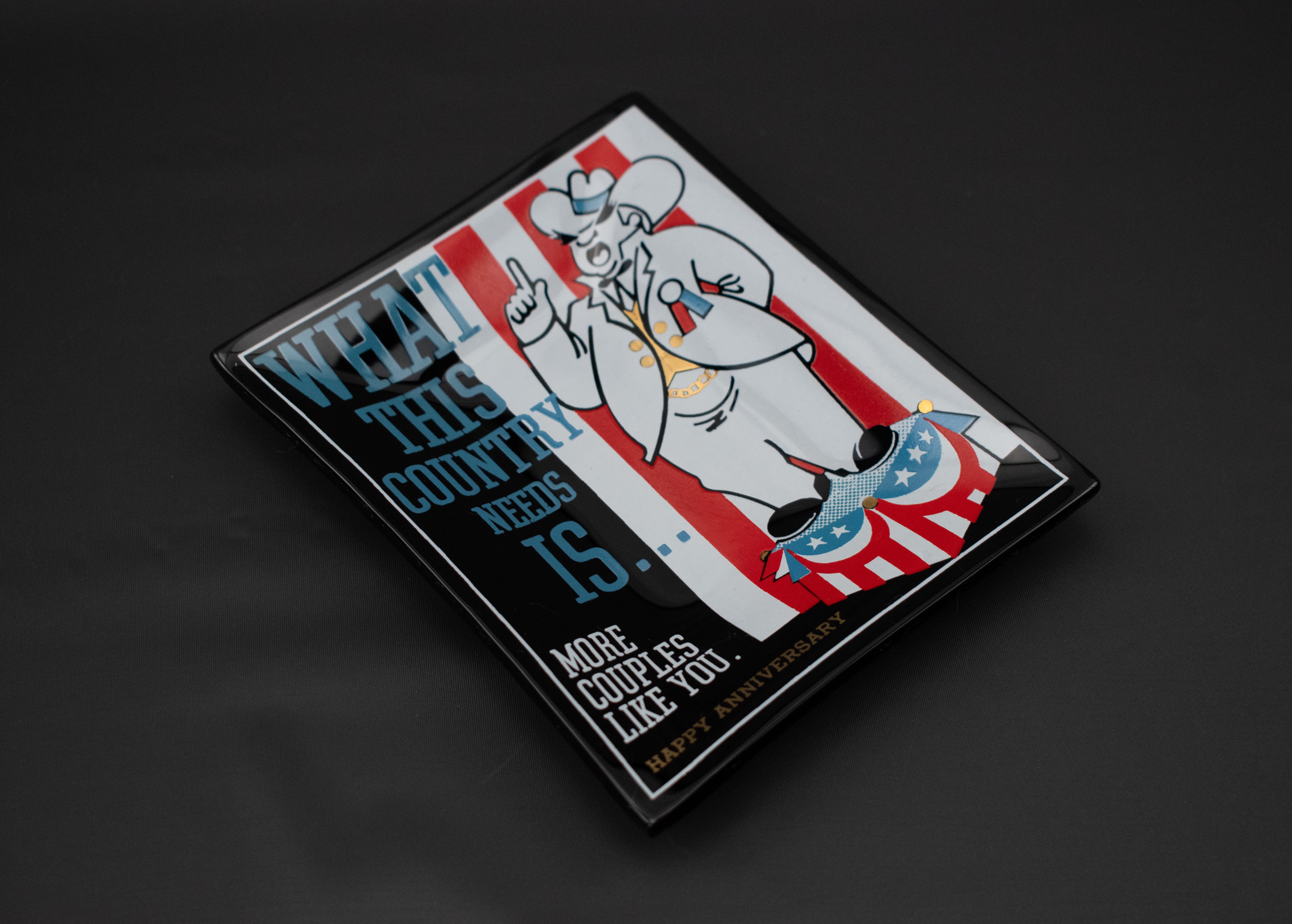 Cowboy Ashtray Red White Blue What This Country Needs is Used 4inch