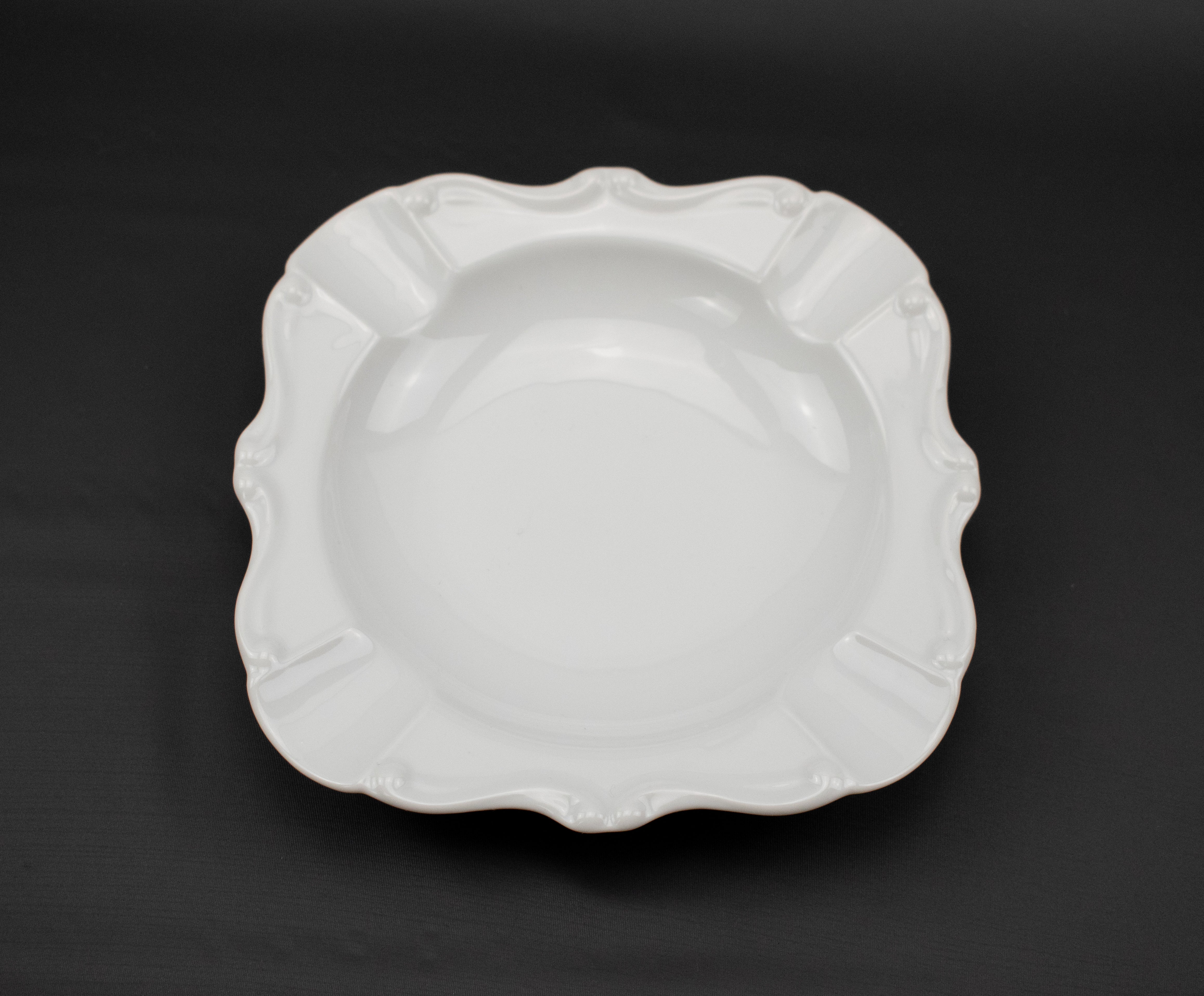 Japanese Milk Glass Ashtray Rare Plate JAPAN Used Vintage White 6inch