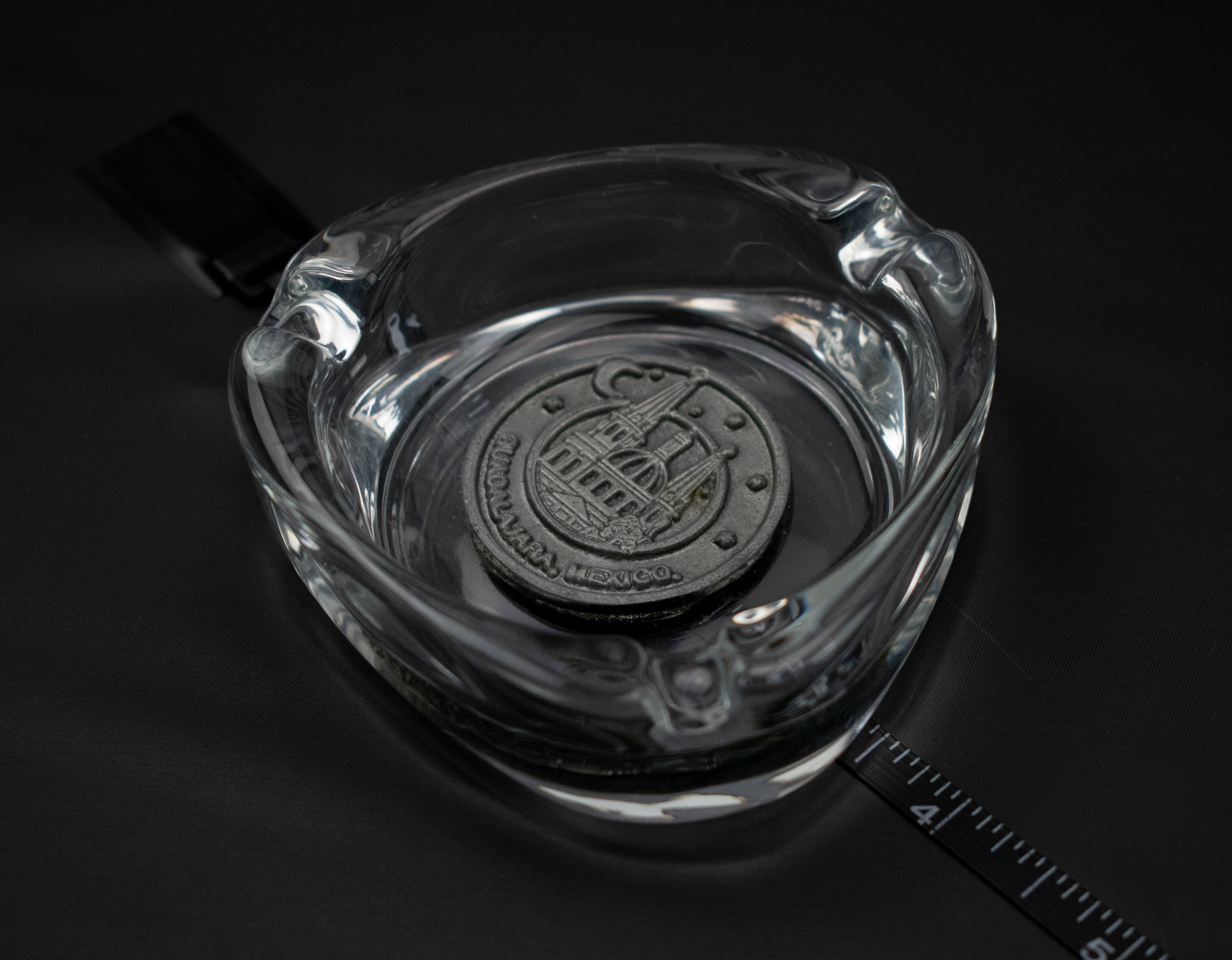 Ashtray Clear Glass Ash Bowl Used Vintage Square 4in Guadalajara Mexico
