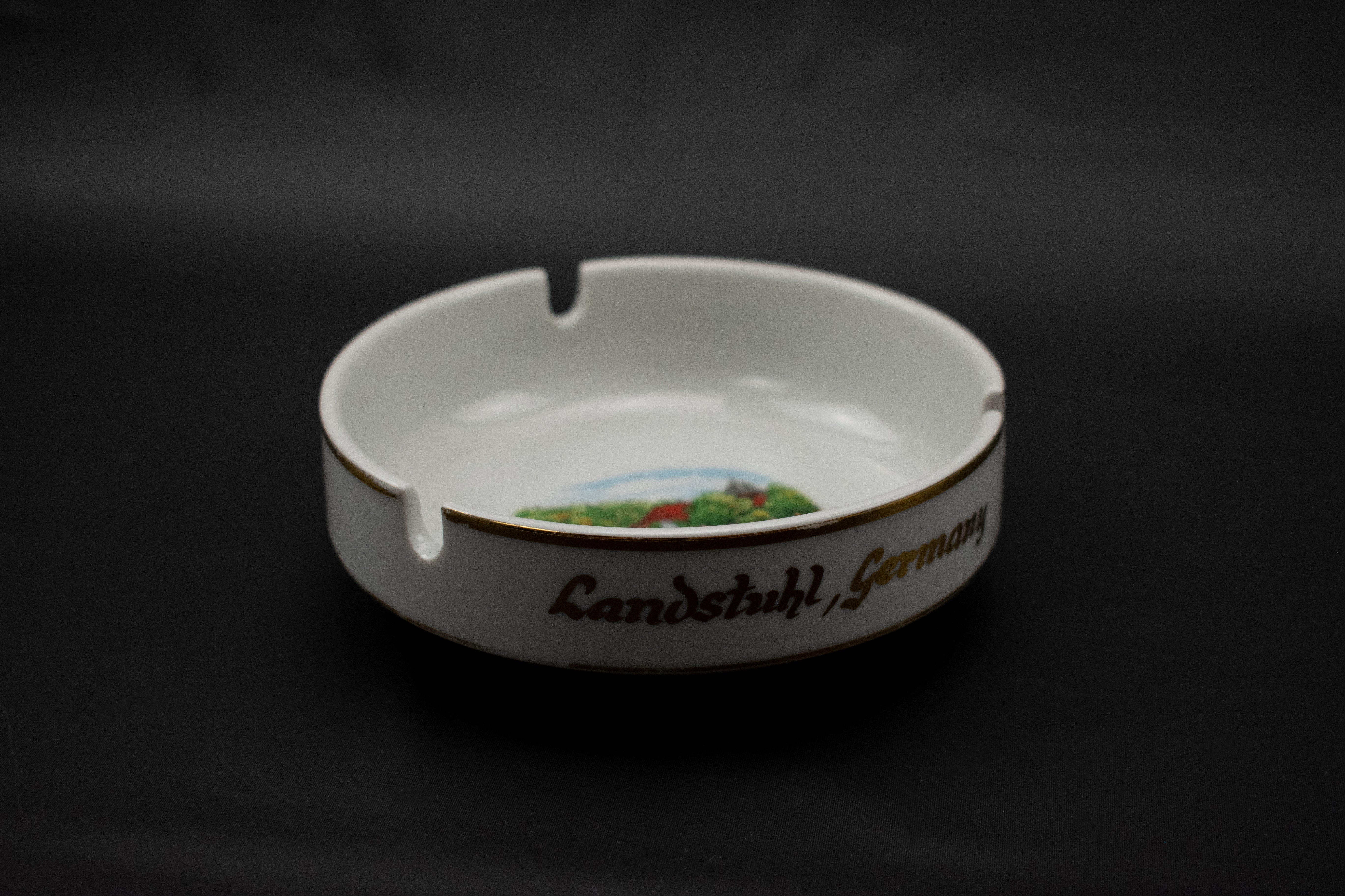 Germany Ashtray Landstuhi Pfalz White Ash Bowl 4in Landstuhi Germany Used