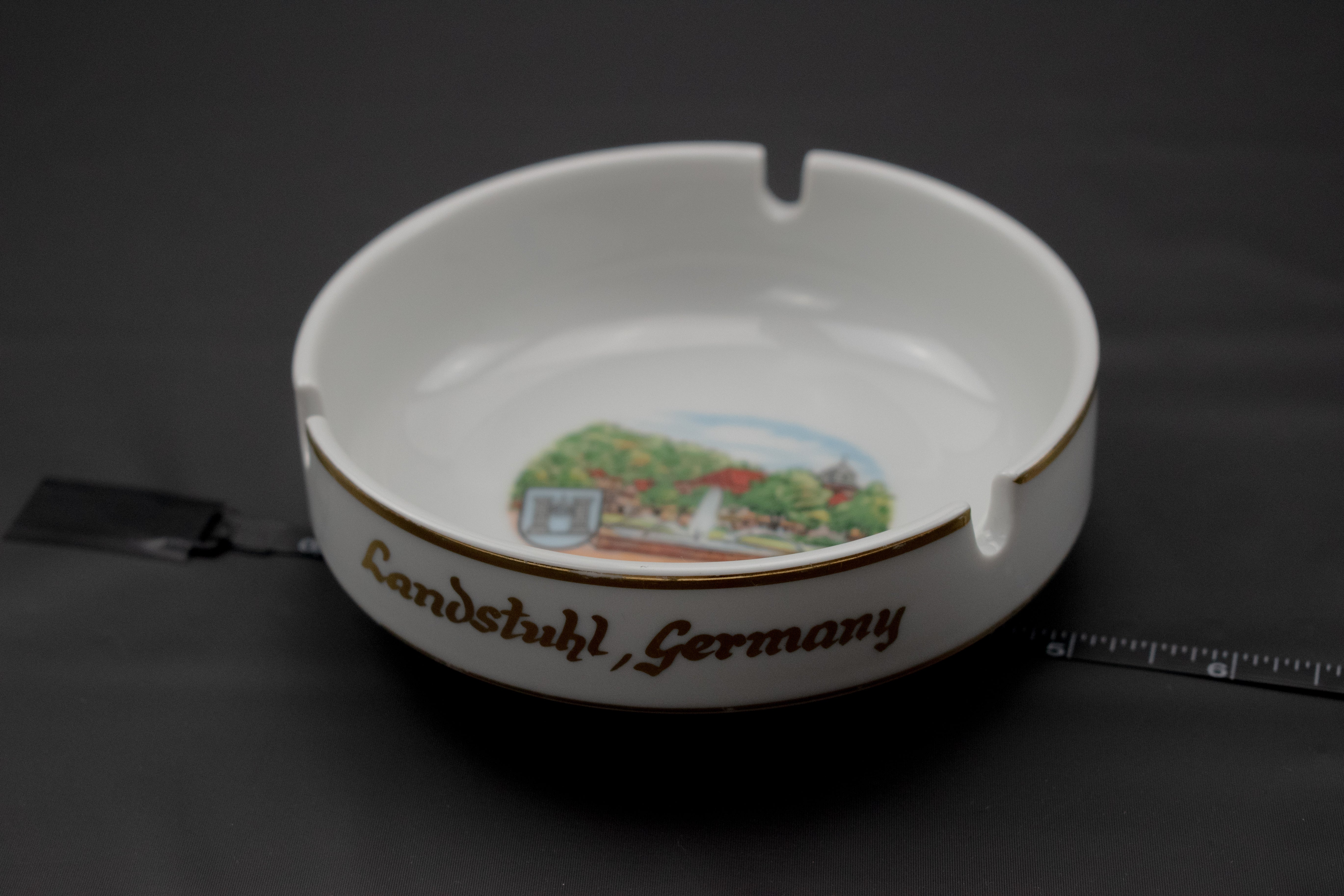 Germany Ashtray Landstuhi Pfalz White Ash Bowl 4in Landstuhi Germany Used