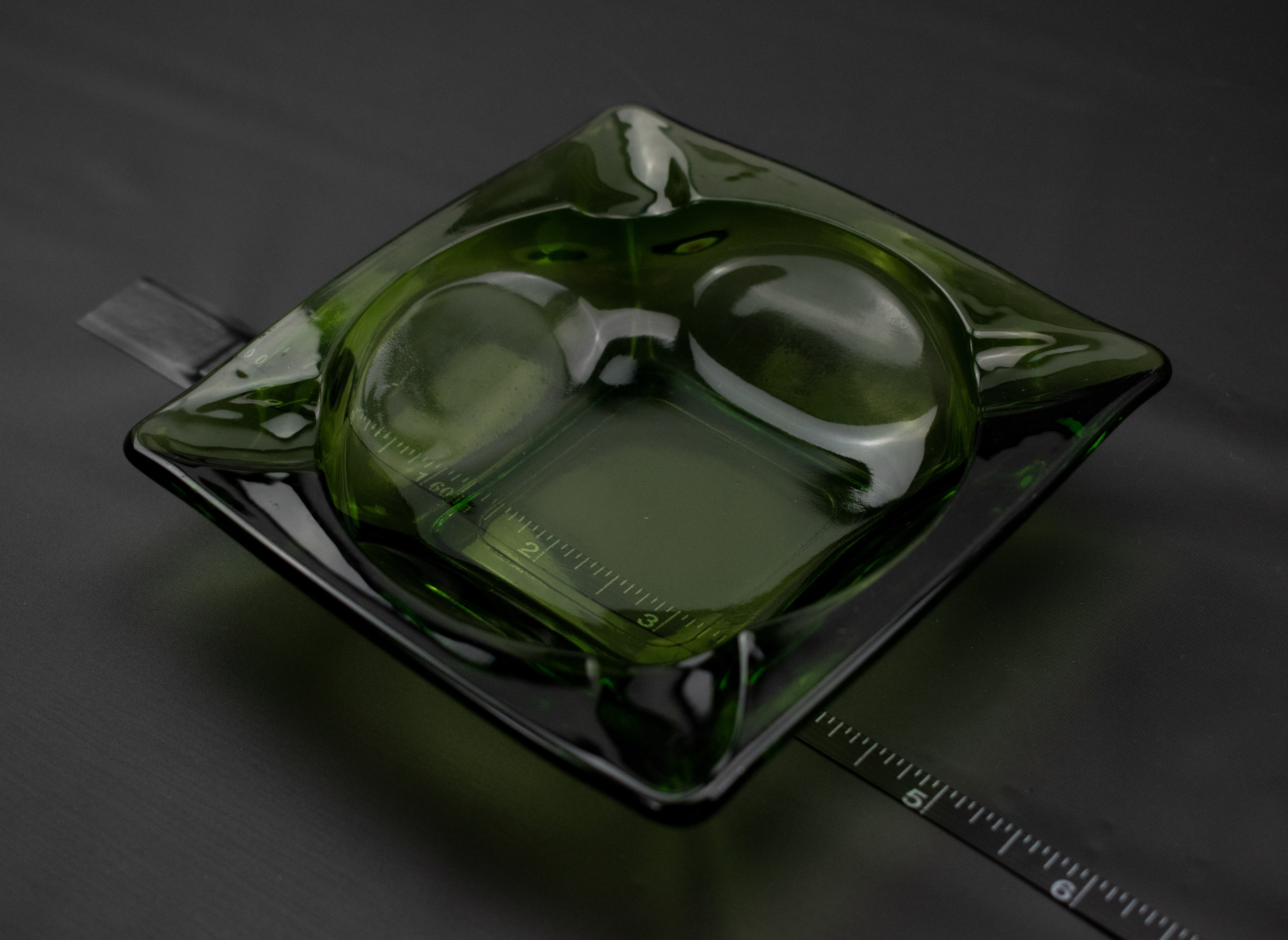 Ashtray Clear Green Transparent Glass 4in vintage Ashtray