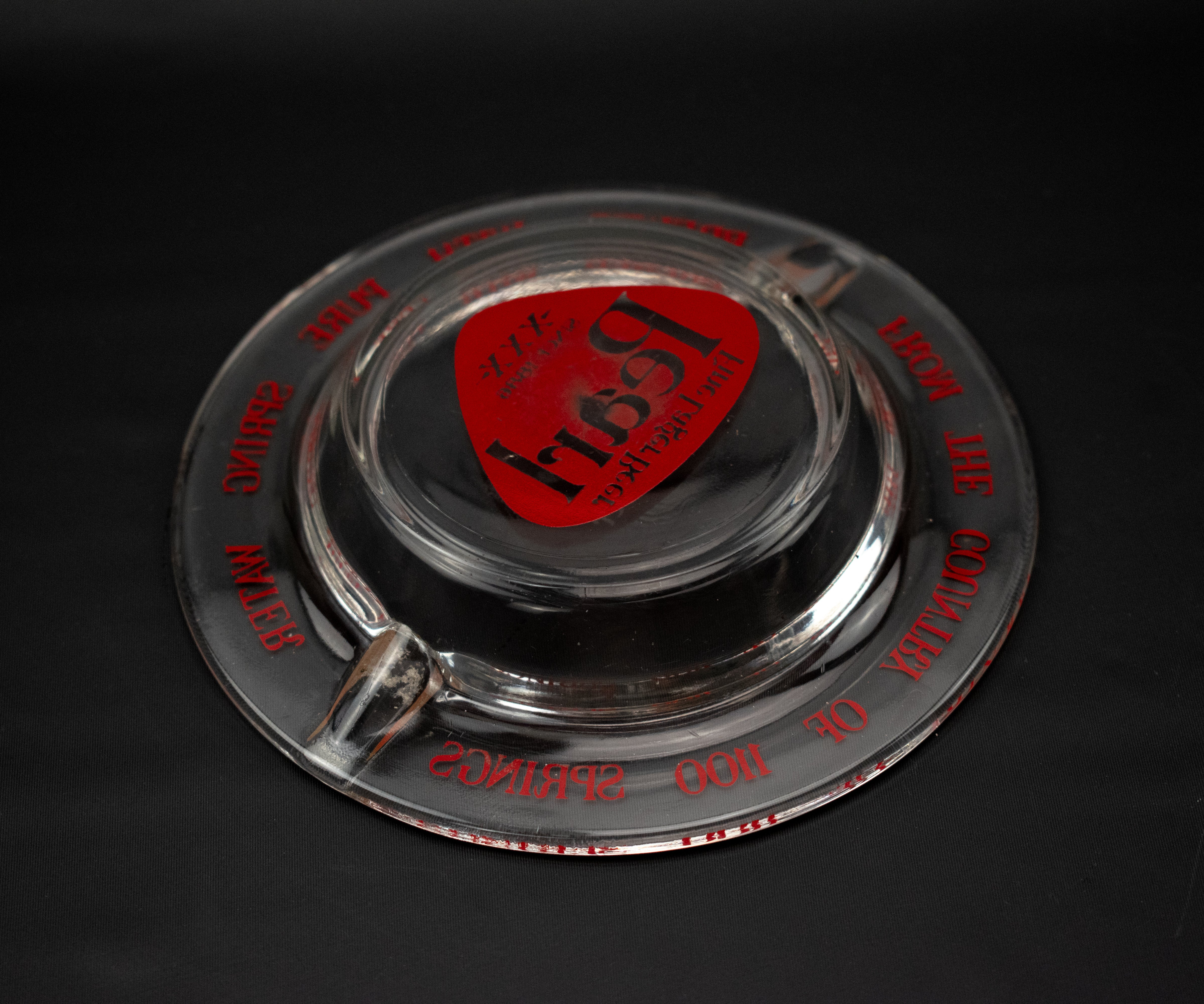 Ashtray Pearl Fine Larger Beer Glass Red Vintage Ashtray Used