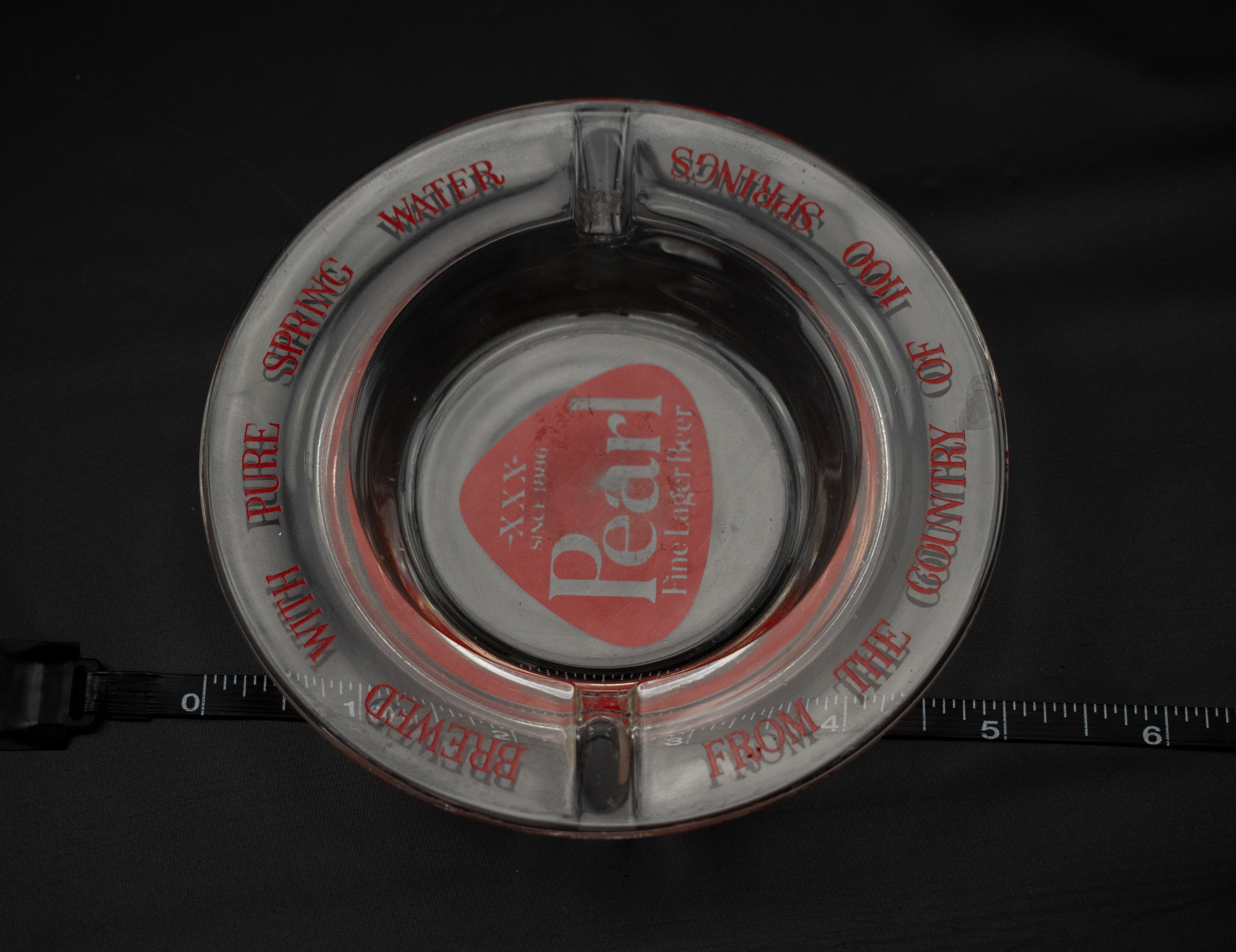 Ashtray Pearl Fine Larger Beer Glass Red Vintage Ashtray Used