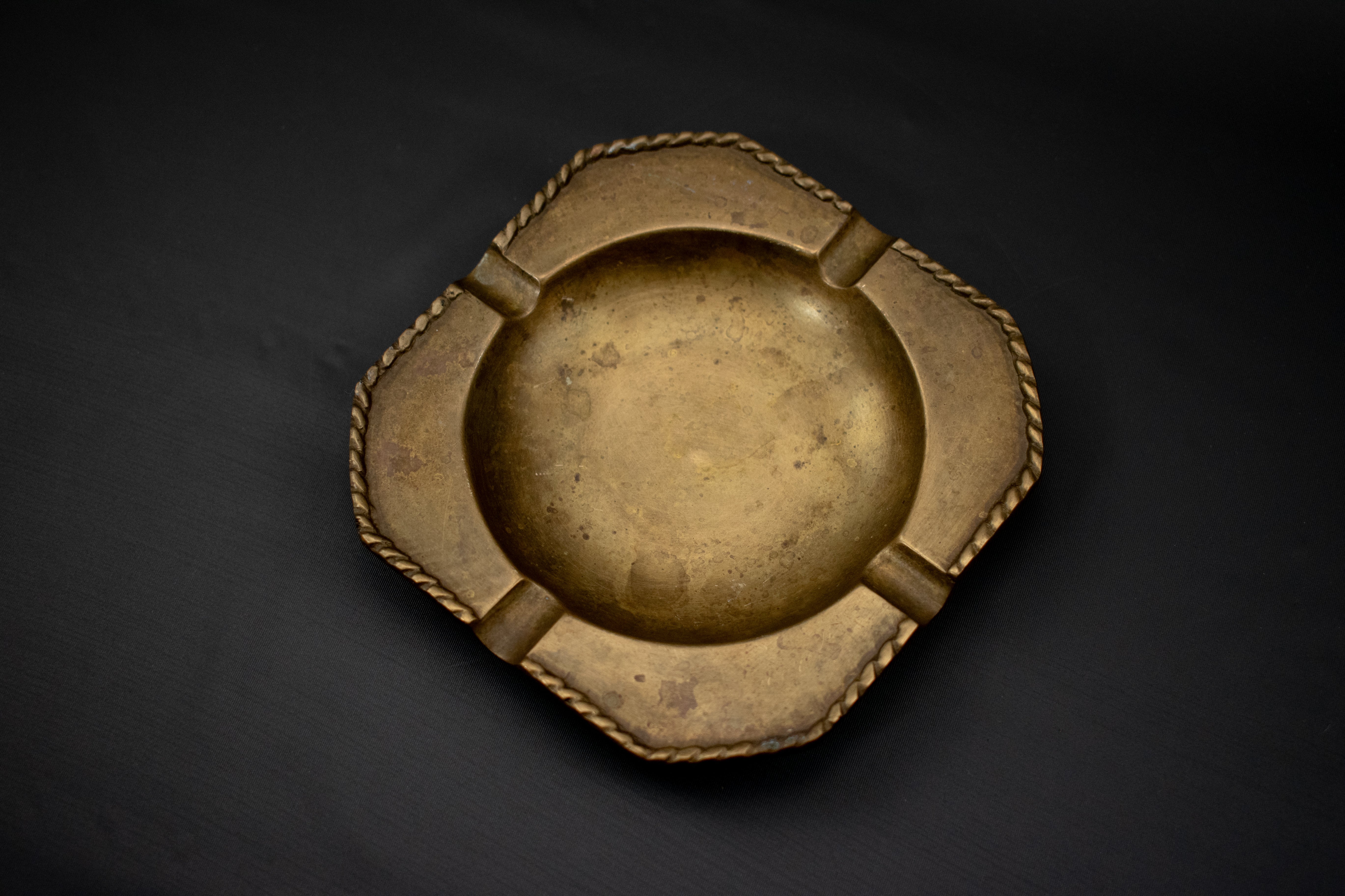 Ashtray Brass Ashtray Used Bowl 4 inch 1940s Used