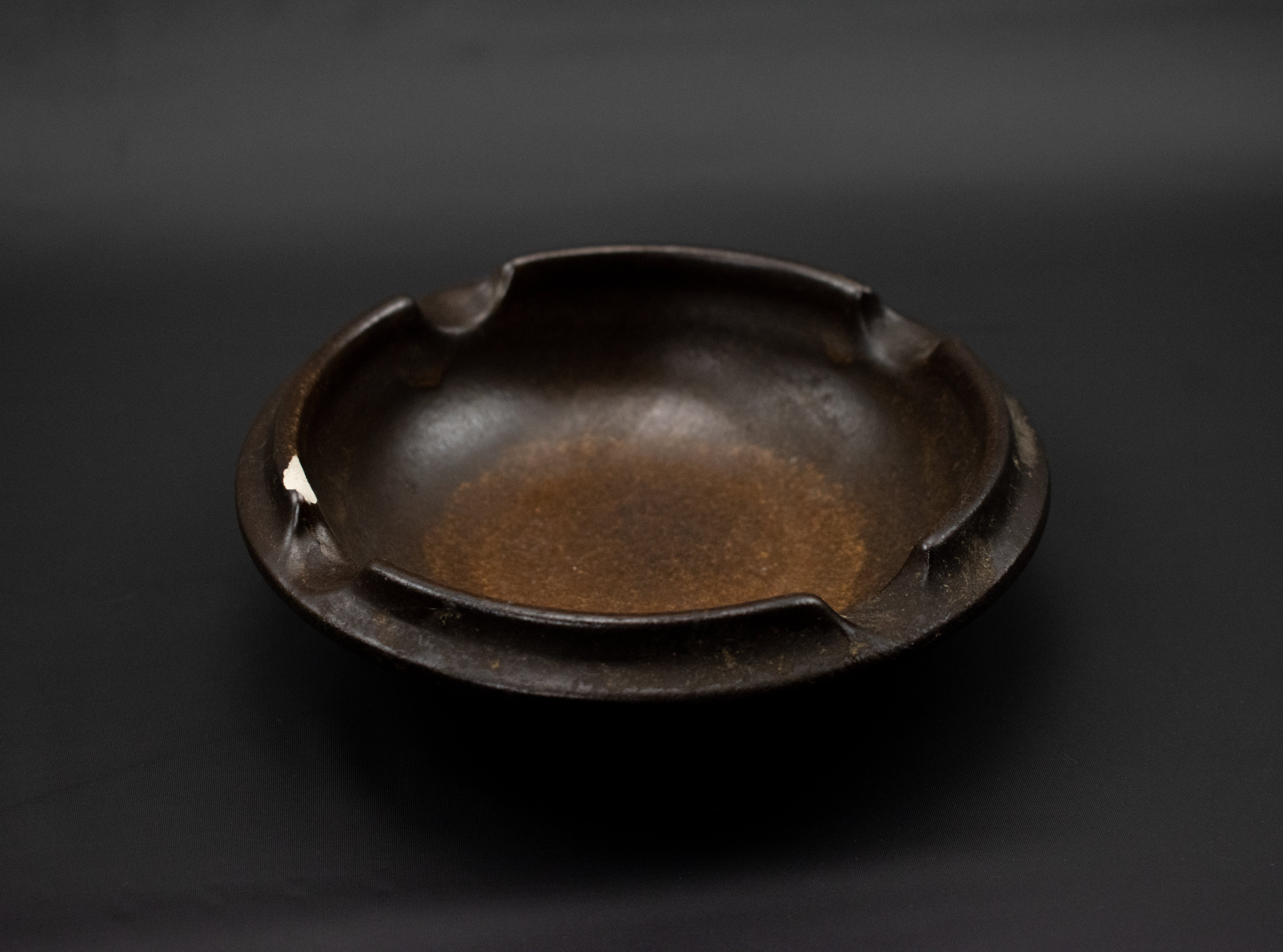 Vintage Ashtray 718 / 15 Brown Clay Ash Bowl Used 6 inch