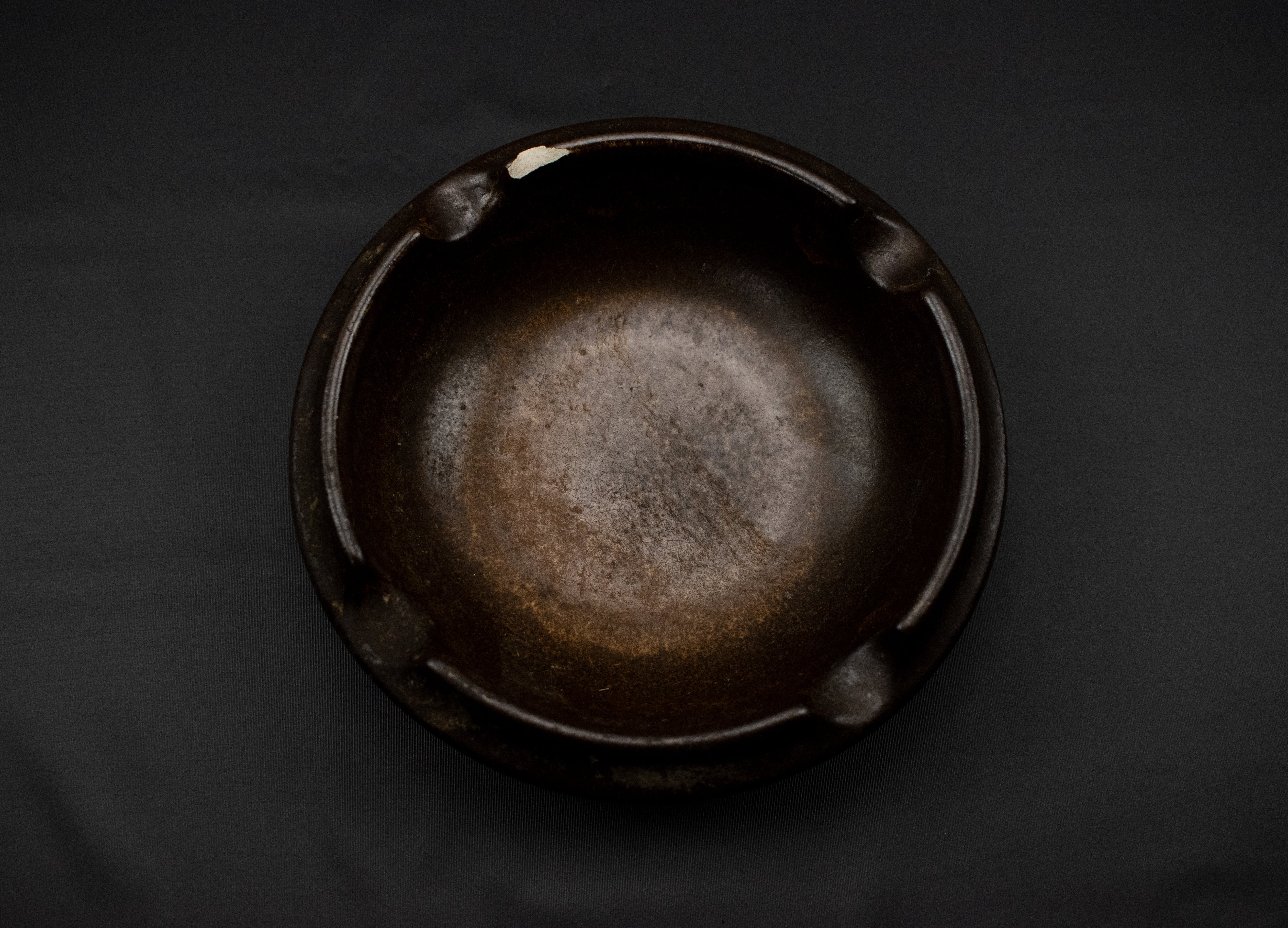 Vintage Ashtray 718 / 15 Brown Clay Ash Bowl Used 6 inch