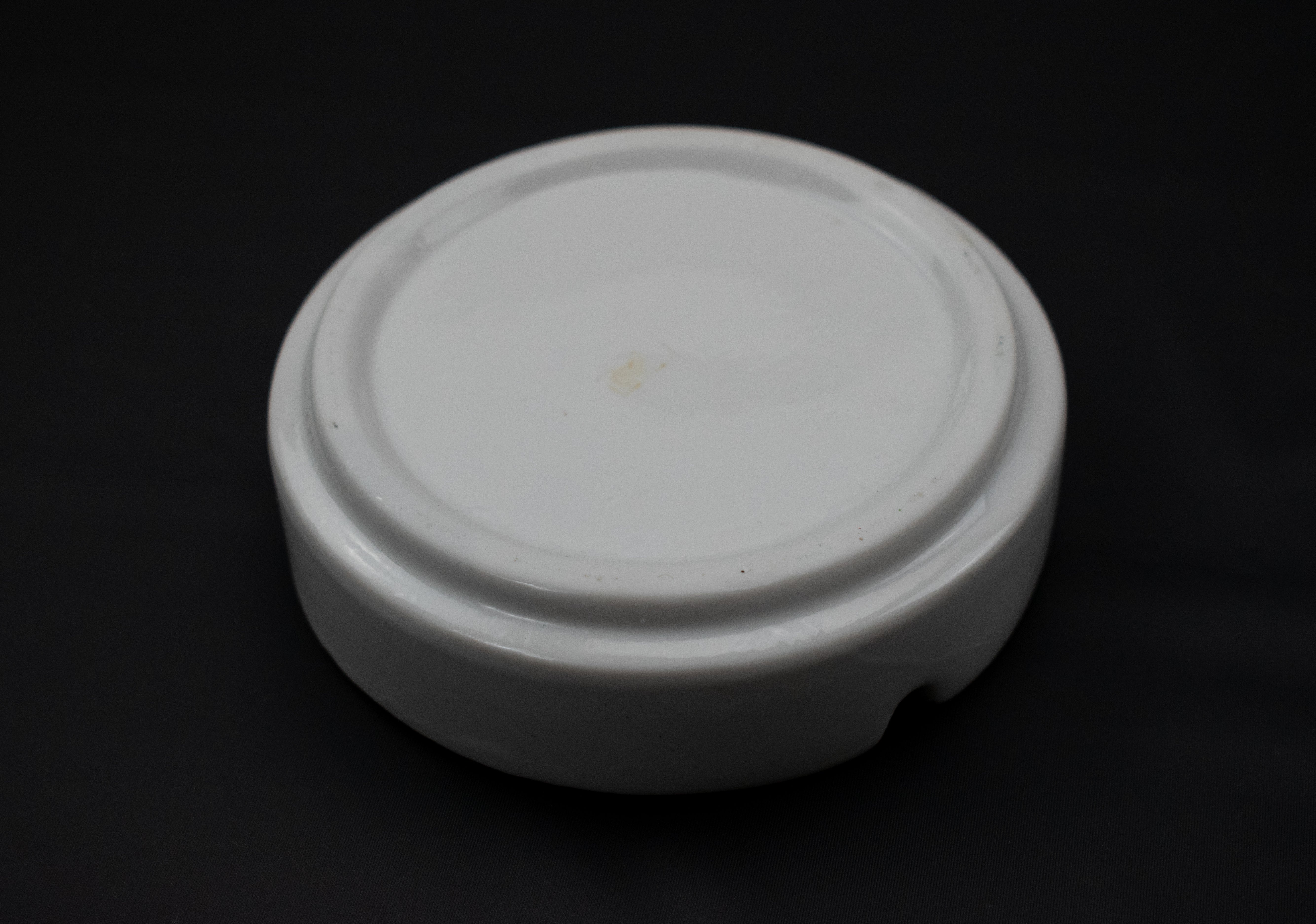 Vintage Ashtray Bowl Used 1980s Ashtray White Floral Flowers
