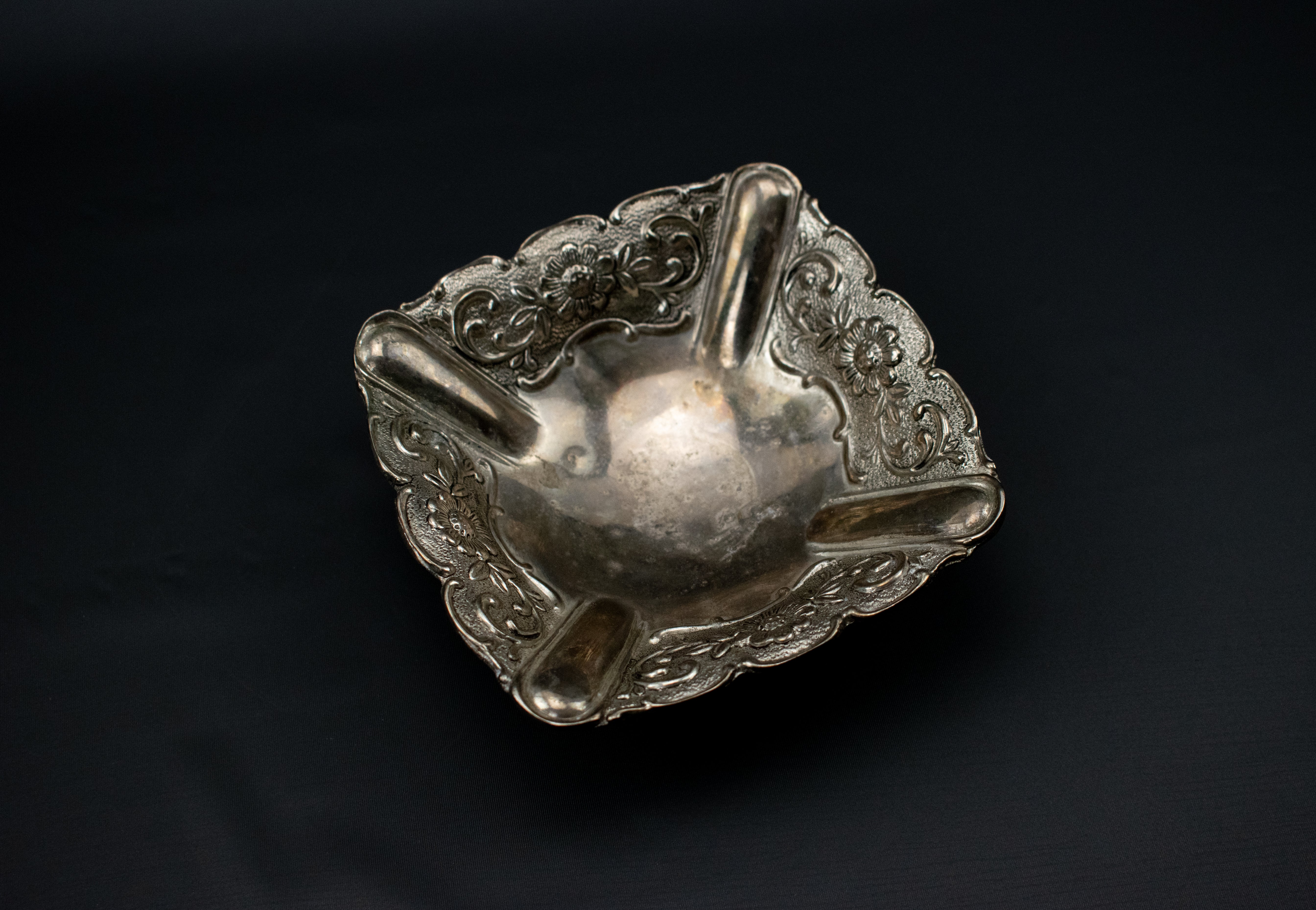 Vintage Silver Ashtray Bowl Victorian Used Small Used 4 Inches