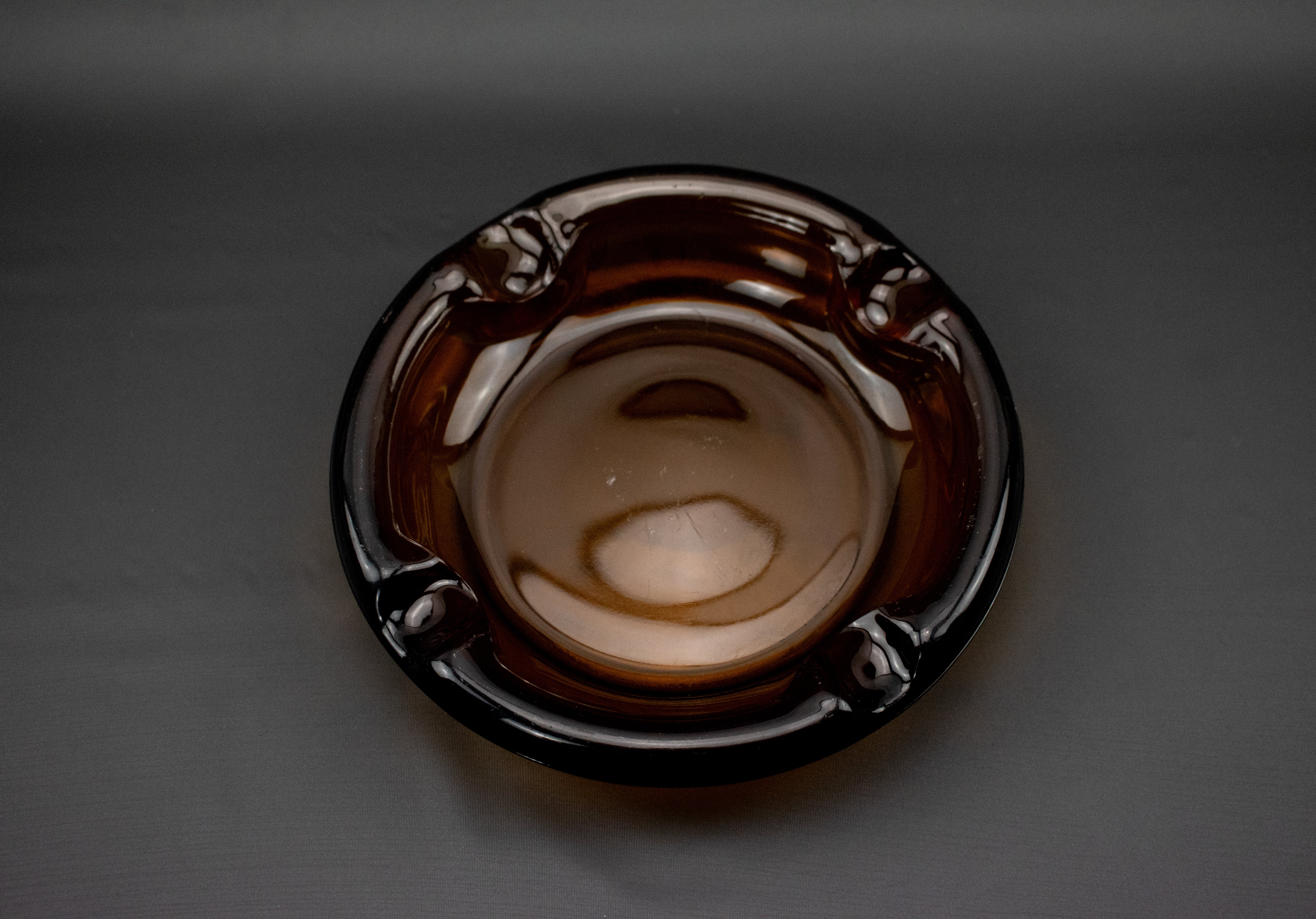Ashtray Brown Glass Vintage Ashtray Used Large Ash Bowl