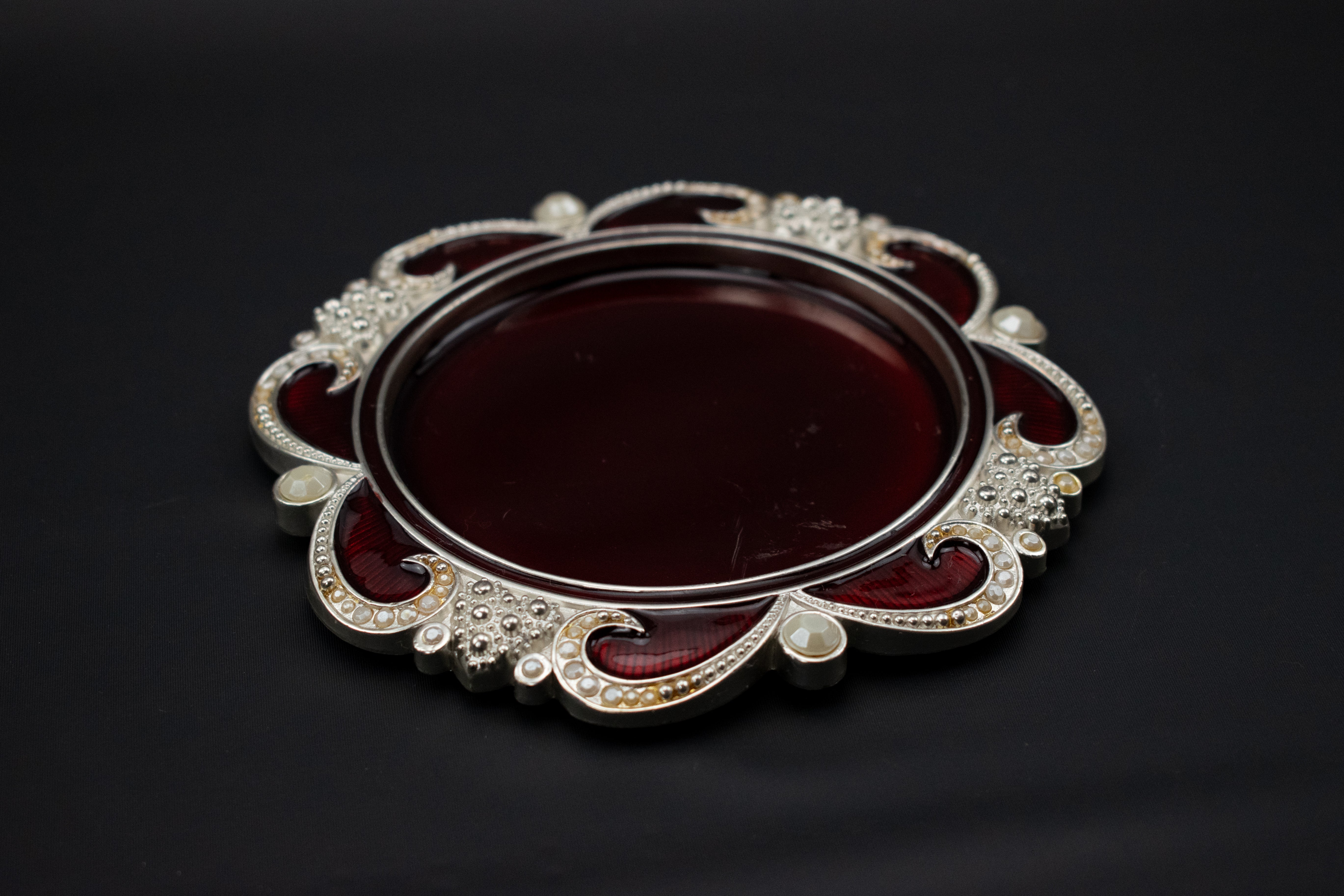 Candle Surface Plate Red & Silver Candle Plate Used 5x5 Inch Candle Holder