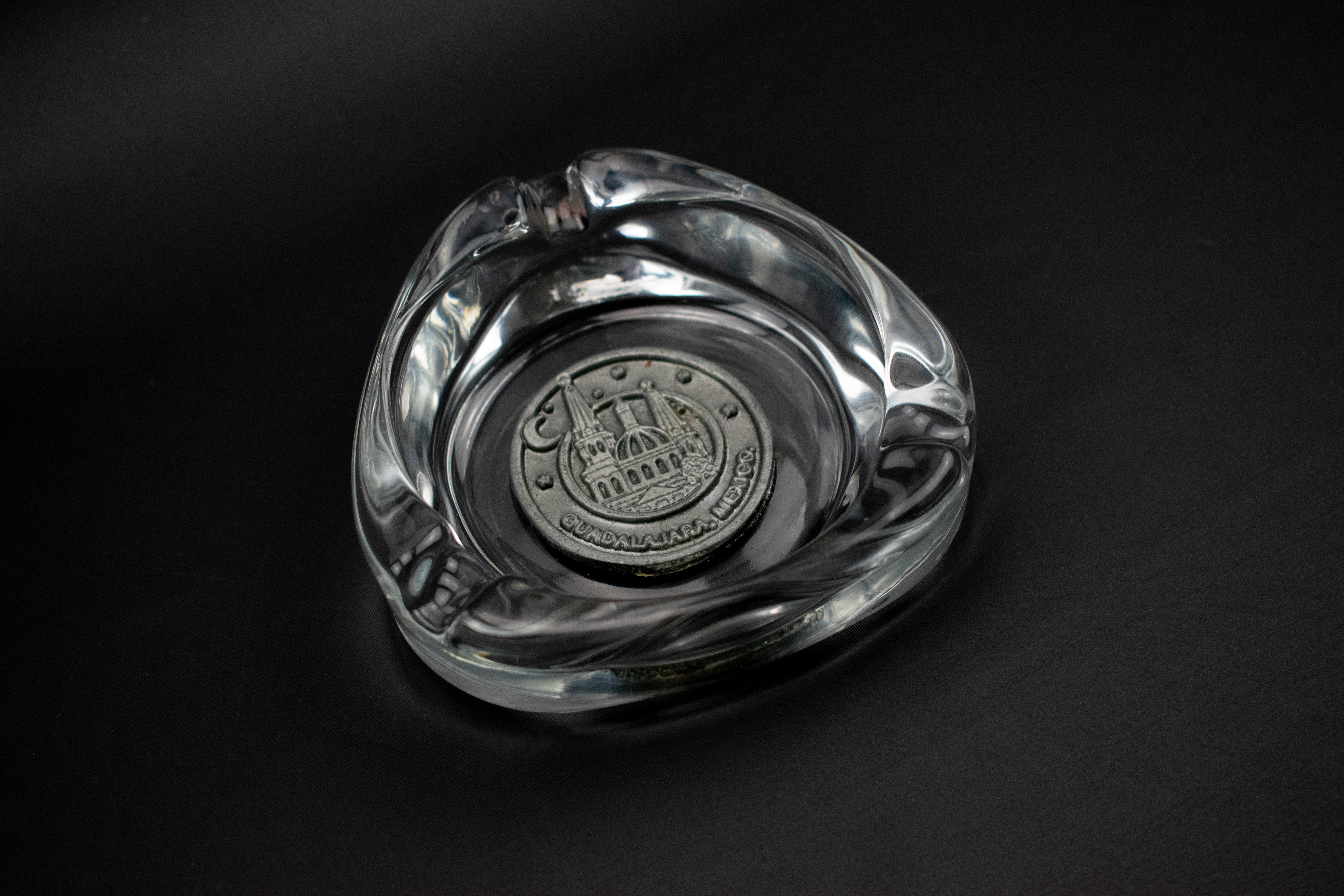 Ashtray Clear Glass Ash Bowl Used Vintage Square 4in Guadalajara Mexico