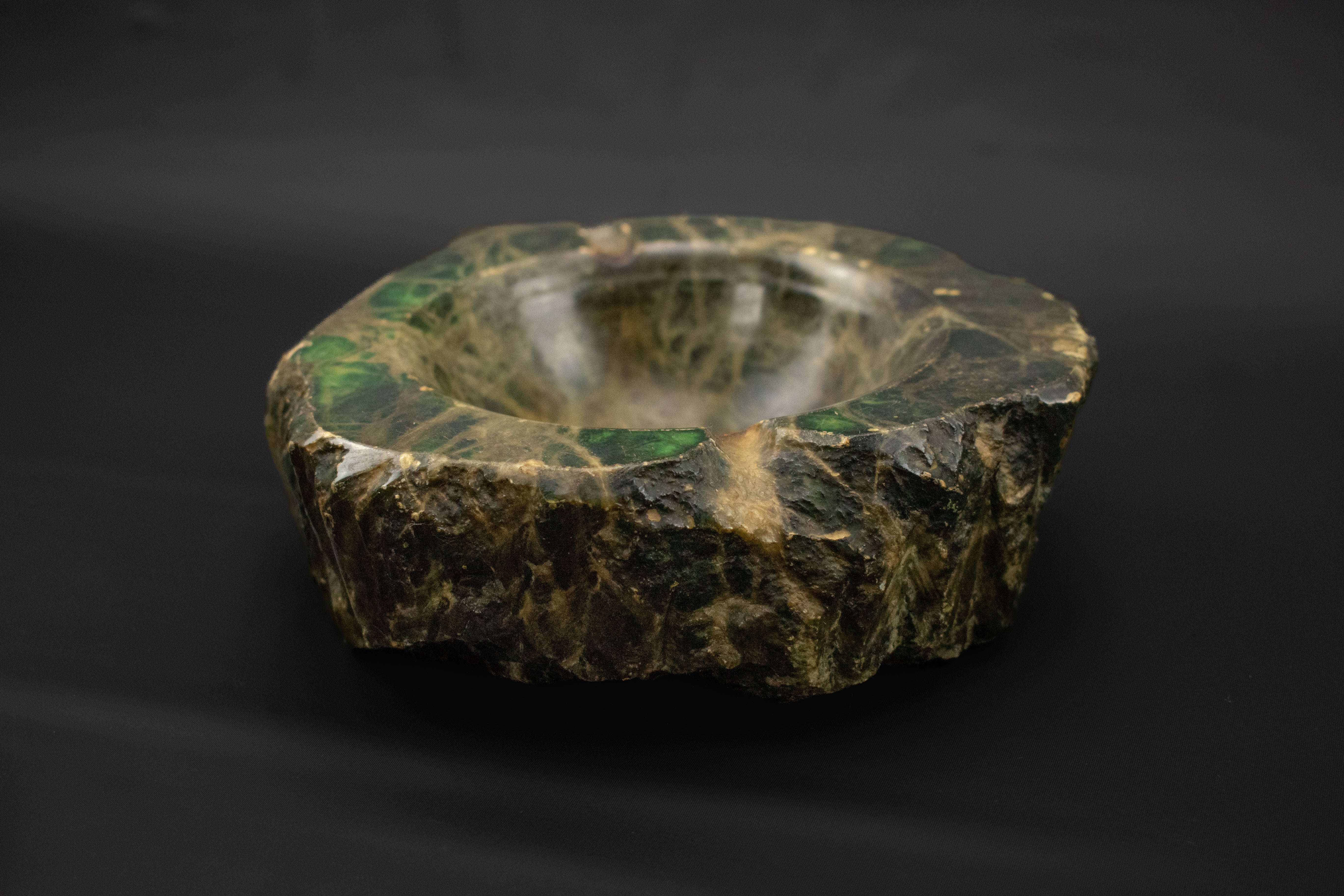 Ashtray Craved Stone Piece 4 inch Cigar Bowl Used