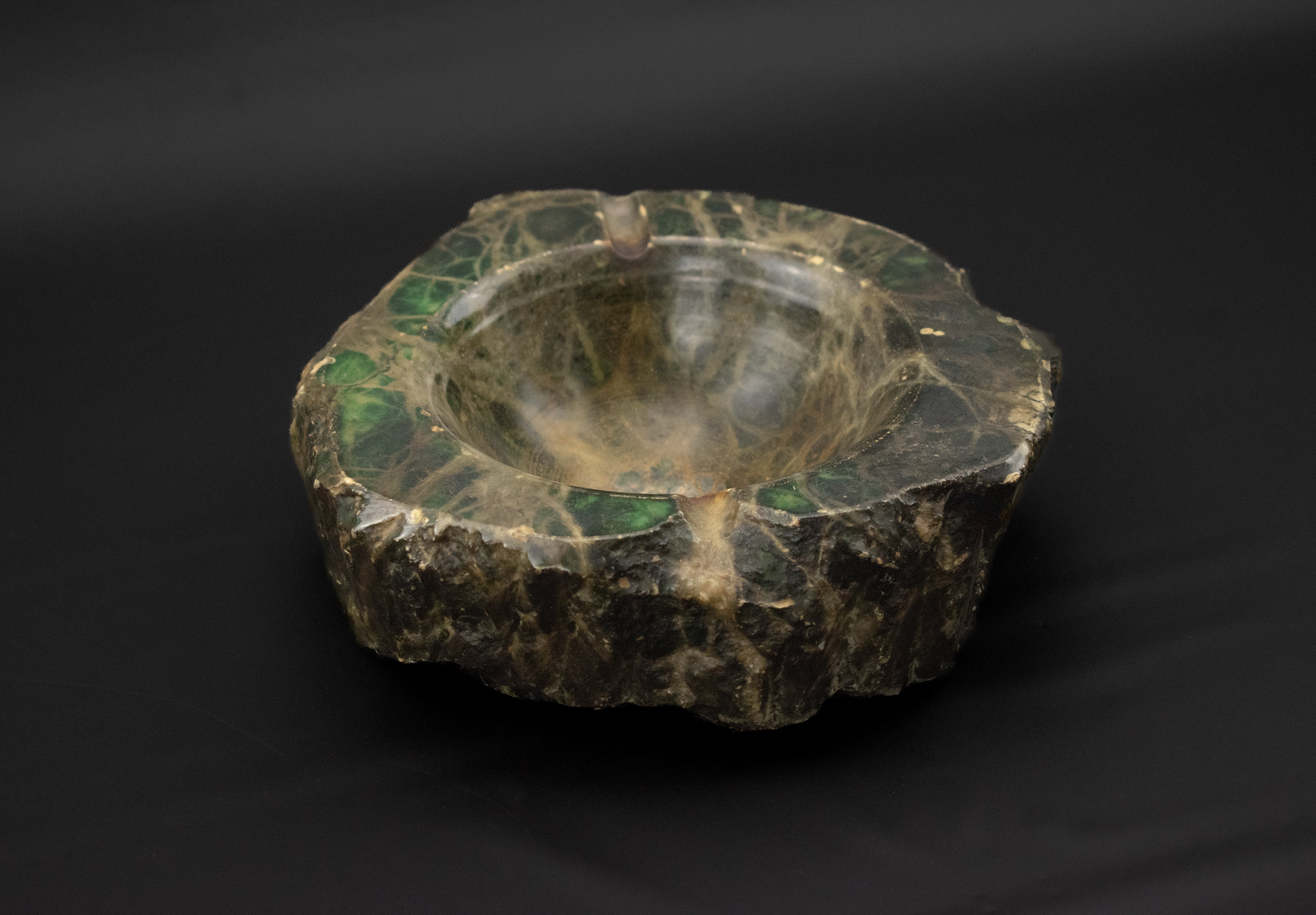 Ashtray Craved Stone Piece 4 inch Cigar Bowl Used