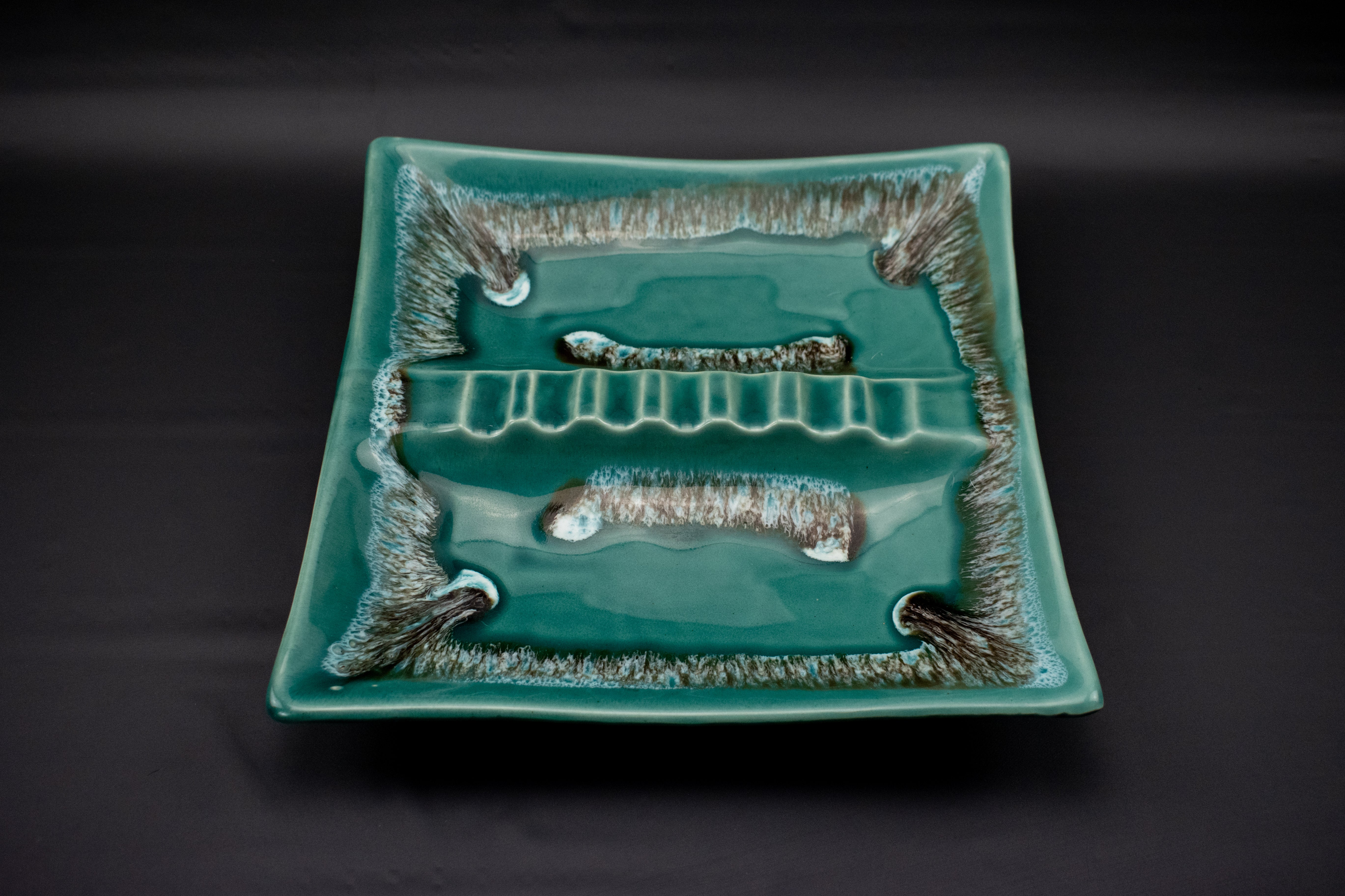 Ashtray Ceramic Ash Plate Used Vintage 10 x 10