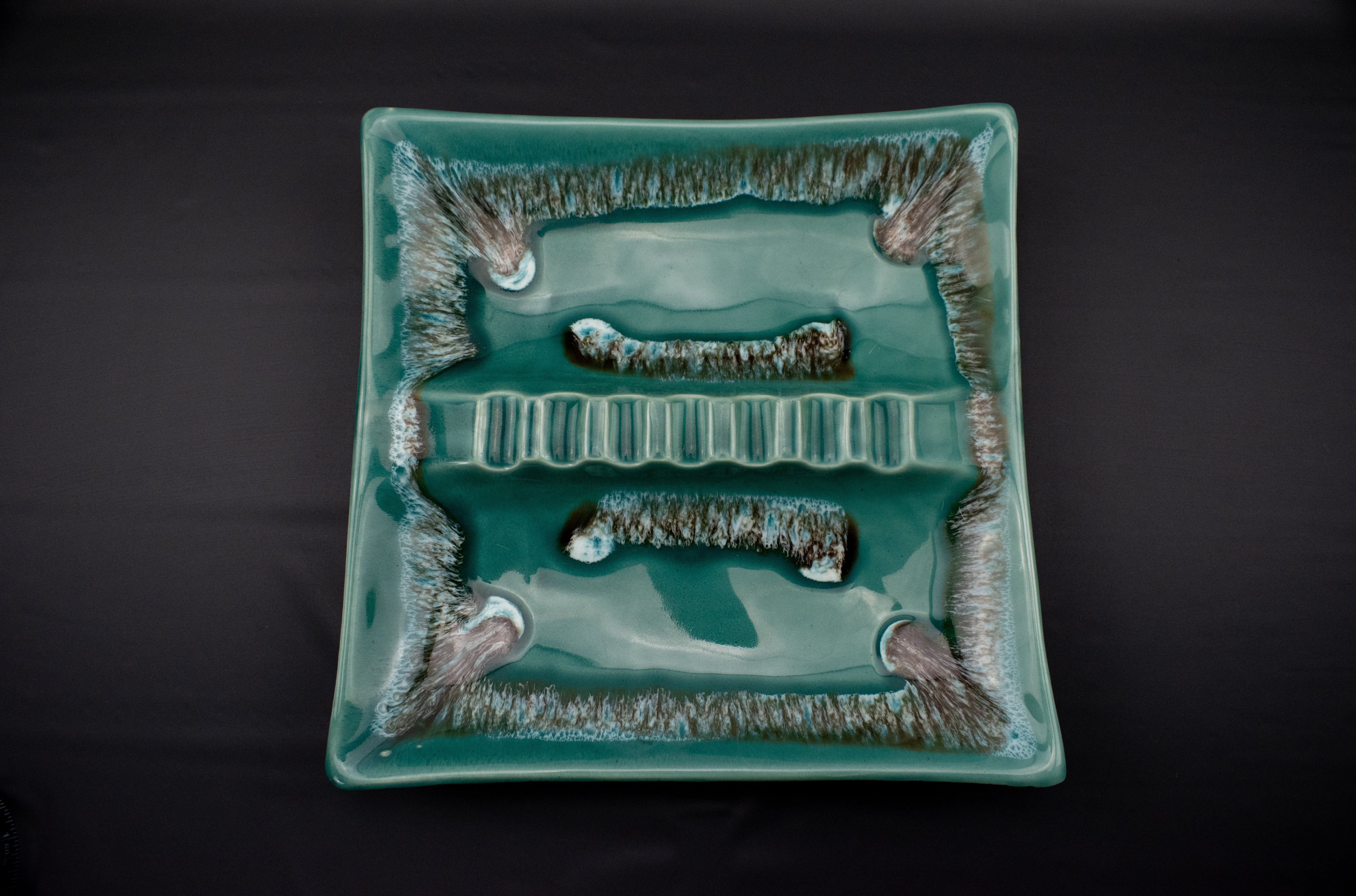 Ashtray Ceramic Ash Plate Used Vintage 10 x 10